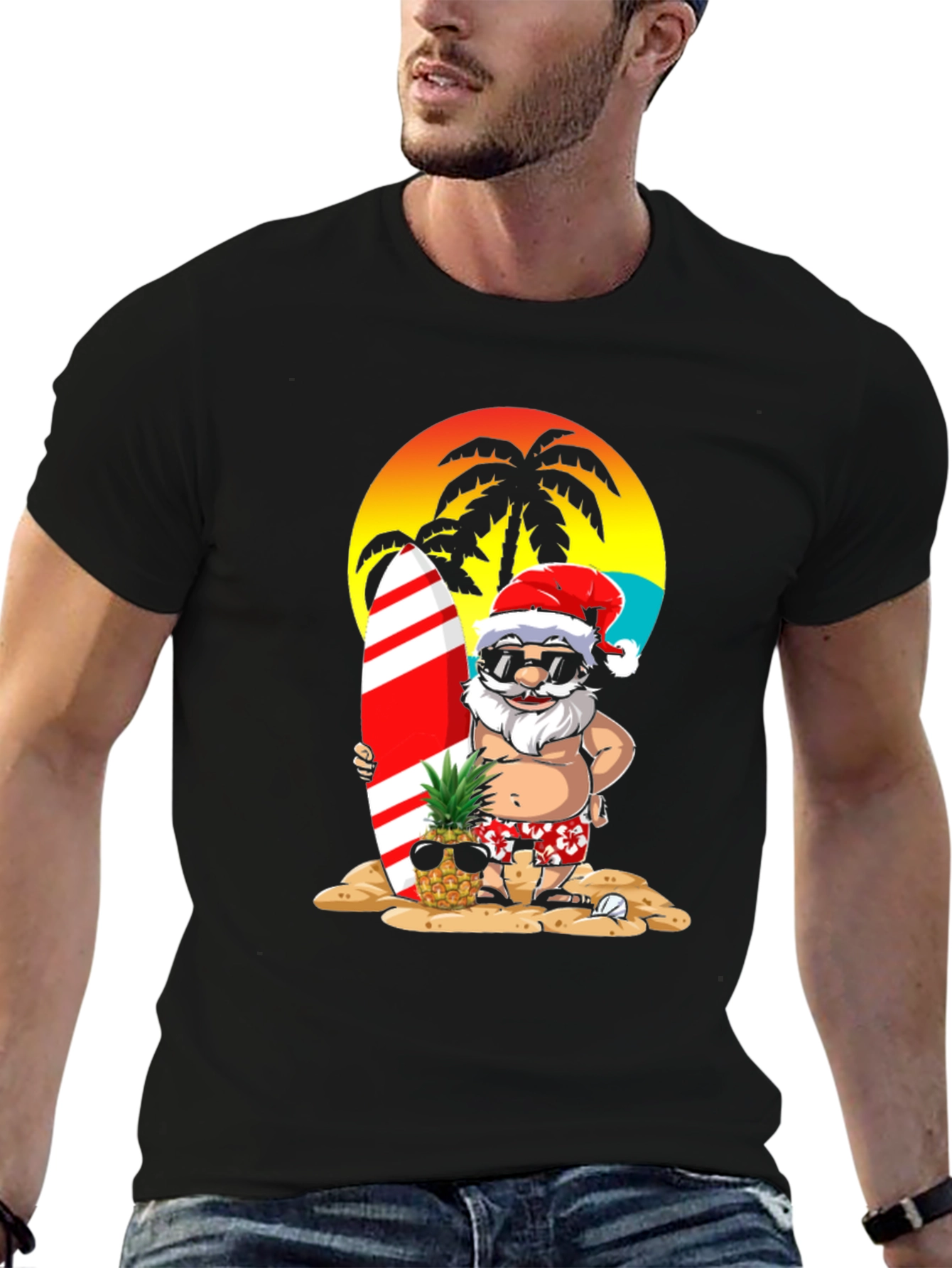 Summer Santa Surf T-Shirt - Beach Holiday Tee