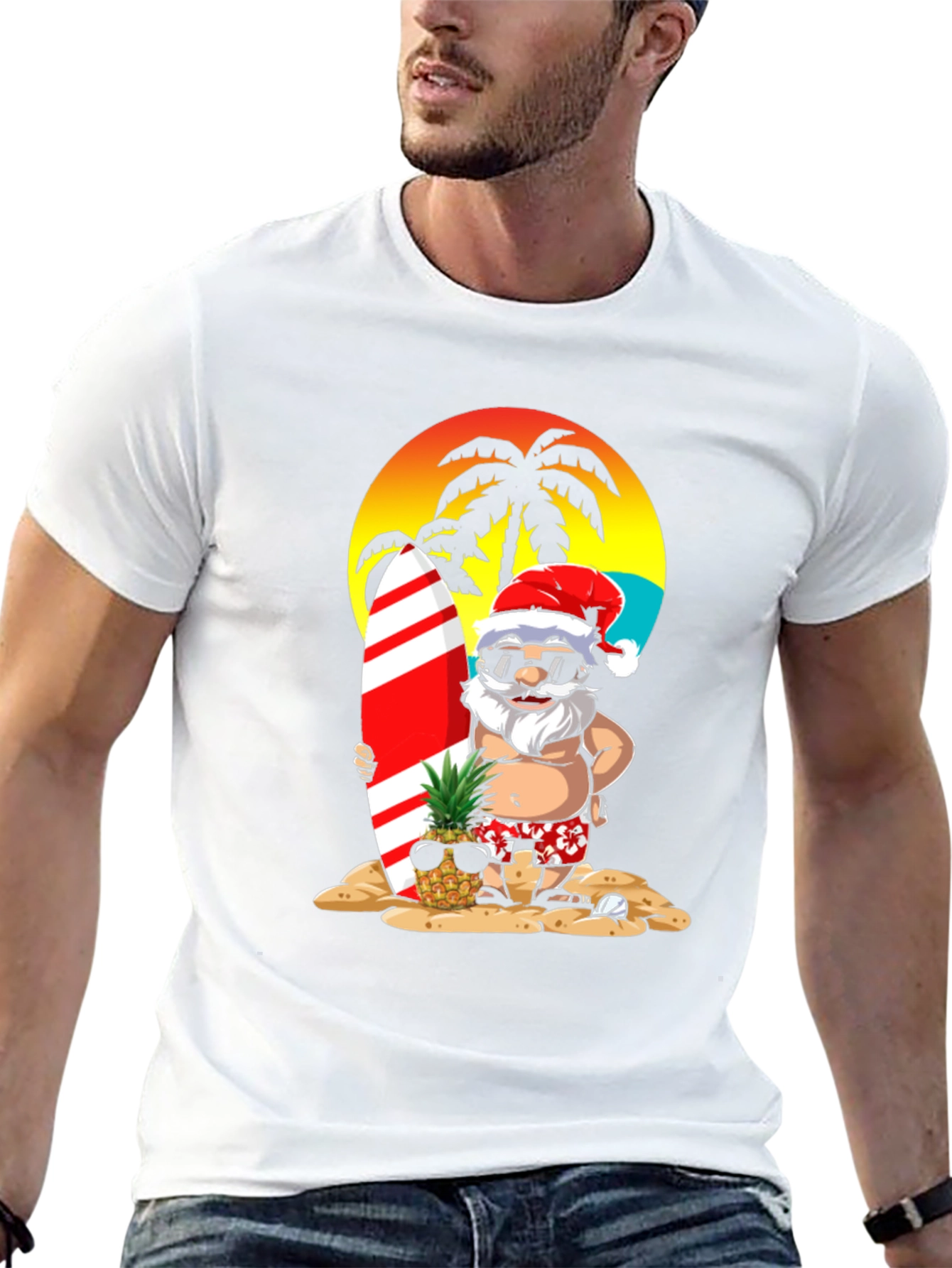 Summer Santa Surf T-Shirt - Beach Holiday Tee