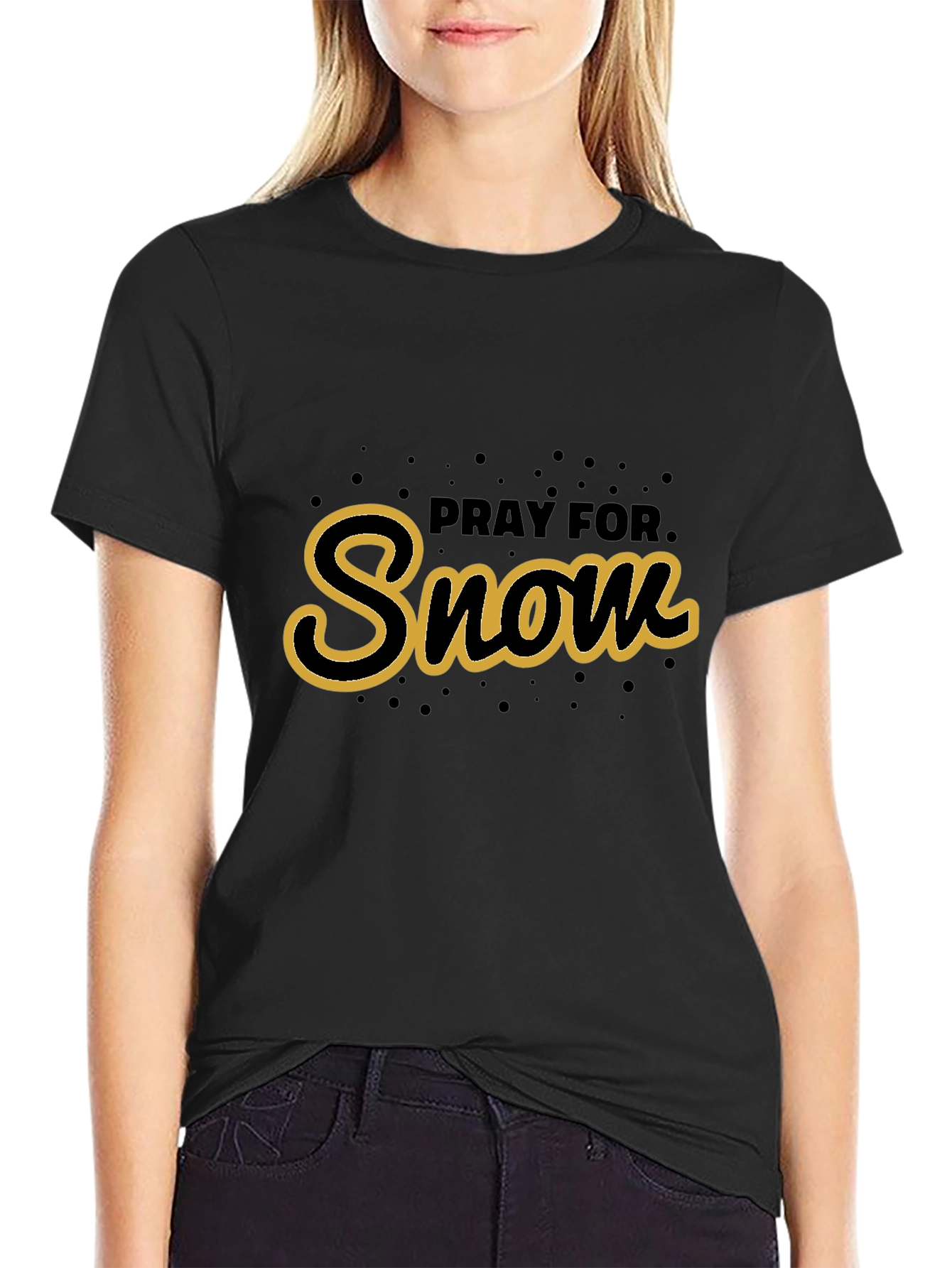 Pray For Snow Black Graphic Tee