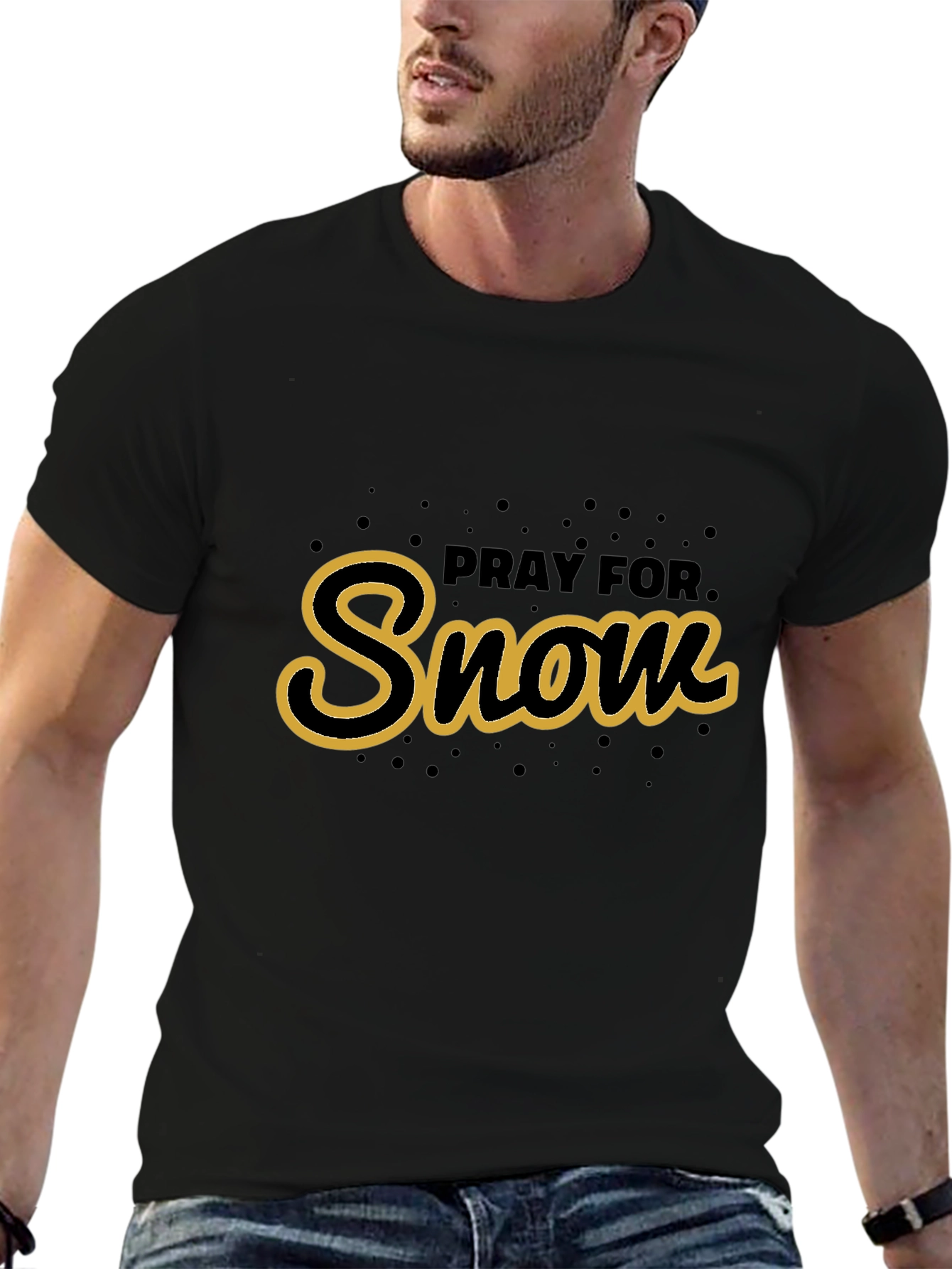Pray For Snow Black Graphic Tee