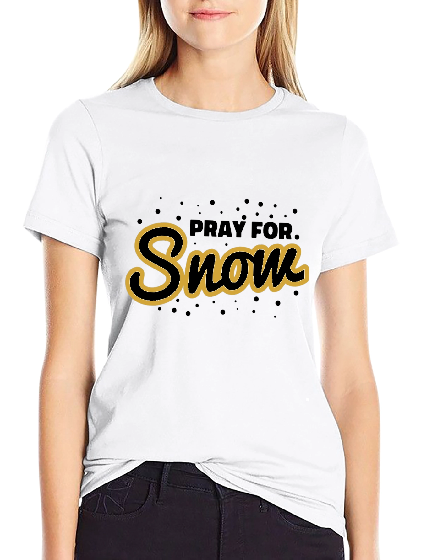 Pray For Snow Black Graphic Tee