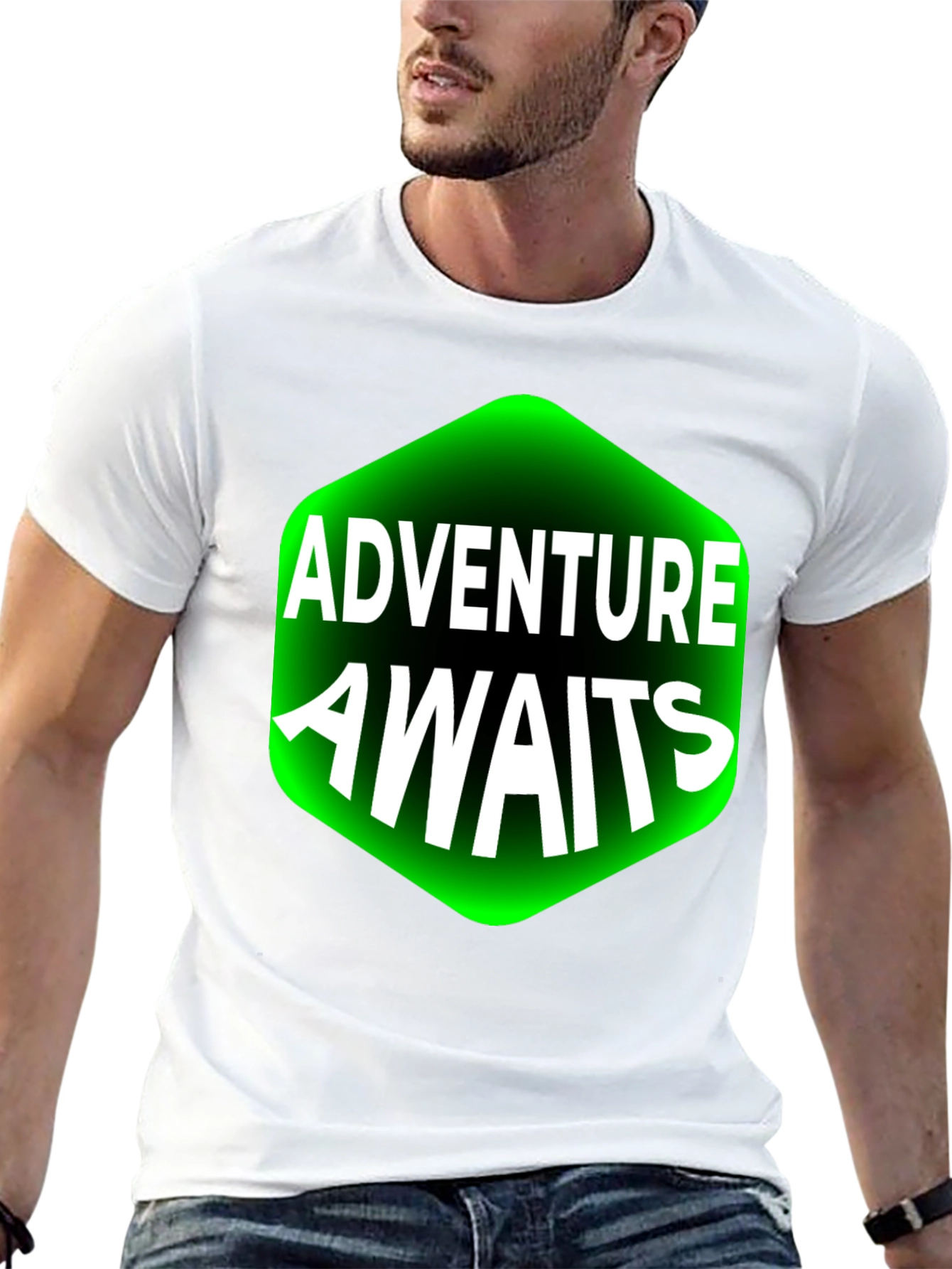 Adventure Awaits Graphic Tee - Black Cotton T-Shirt