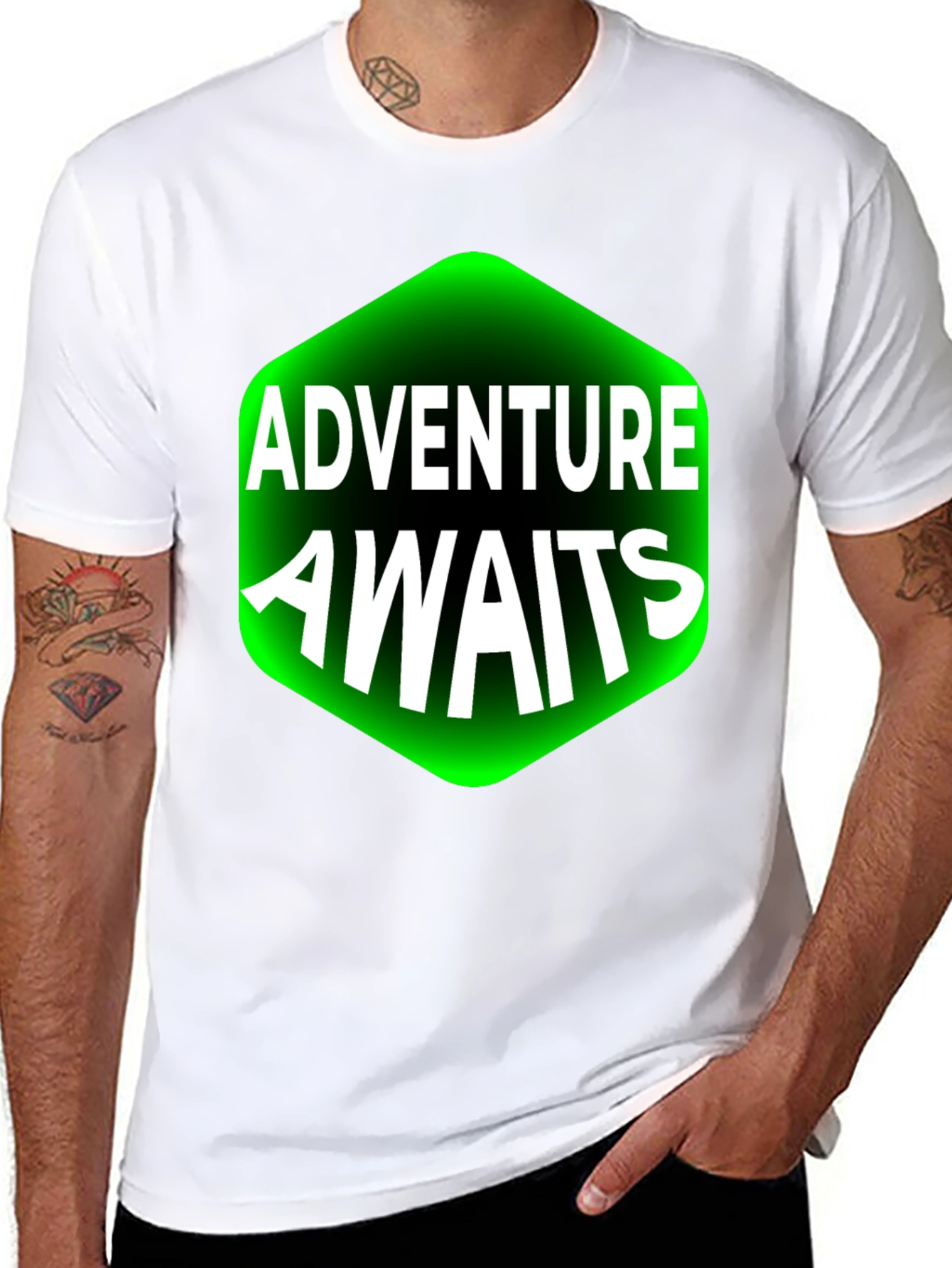Adventure Awaits Graphic Tee - Black Cotton T-Shirt