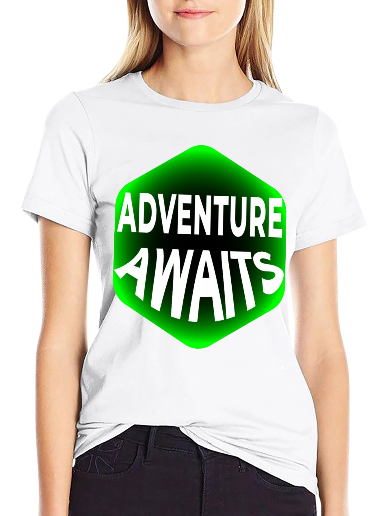 Adventure Awaits Graphic Tee - Black Cotton T-Shirt