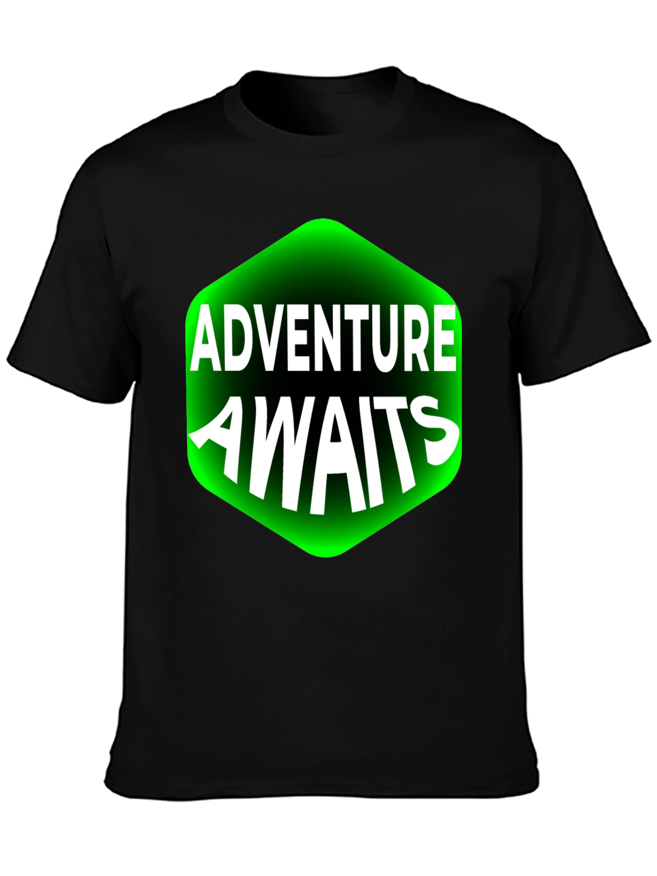 Adventure Awaits Graphic Tee - Black Cotton T-Shirt