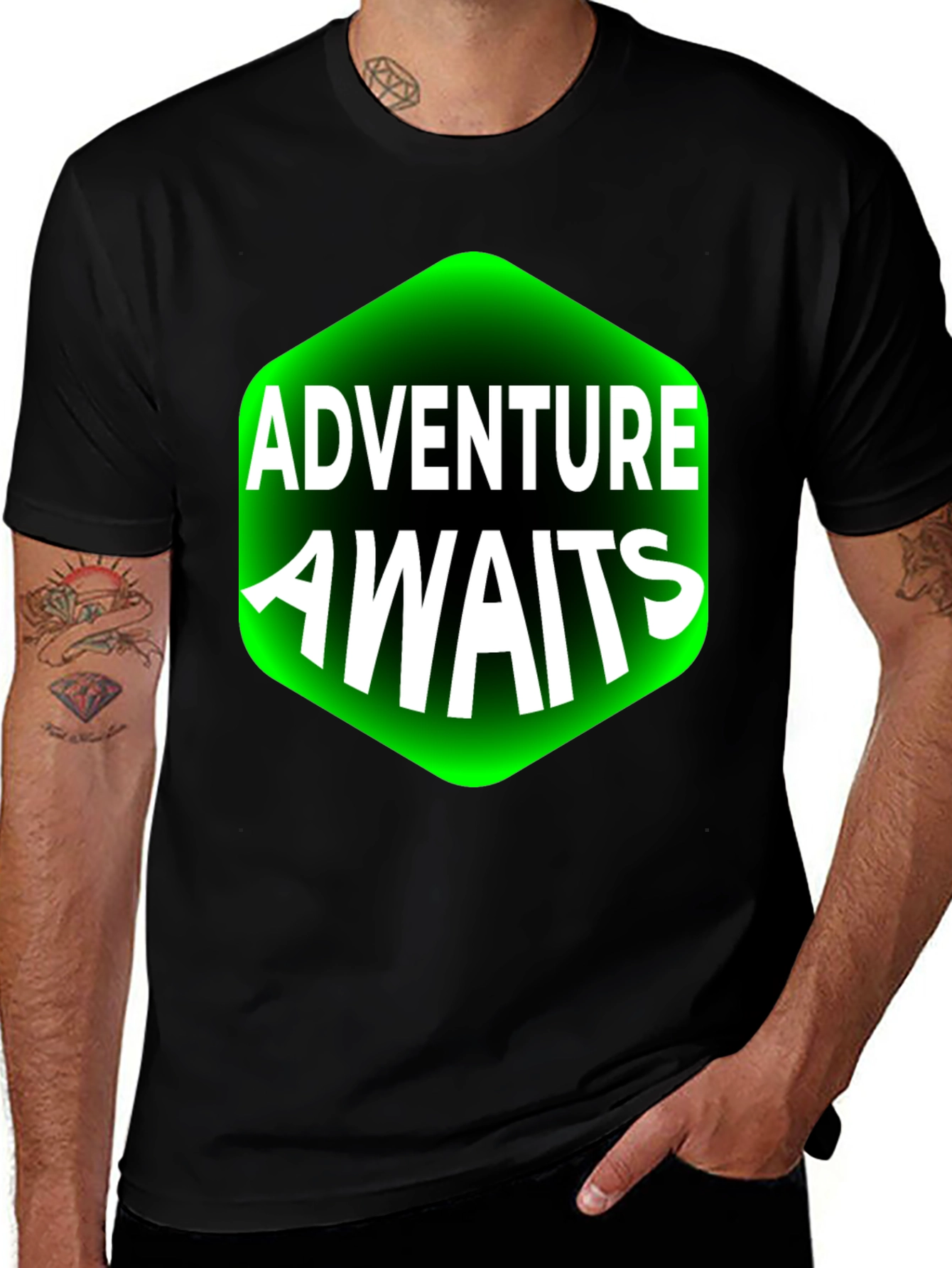 Adventure Awaits Graphic Tee - Black Cotton T-Shirt