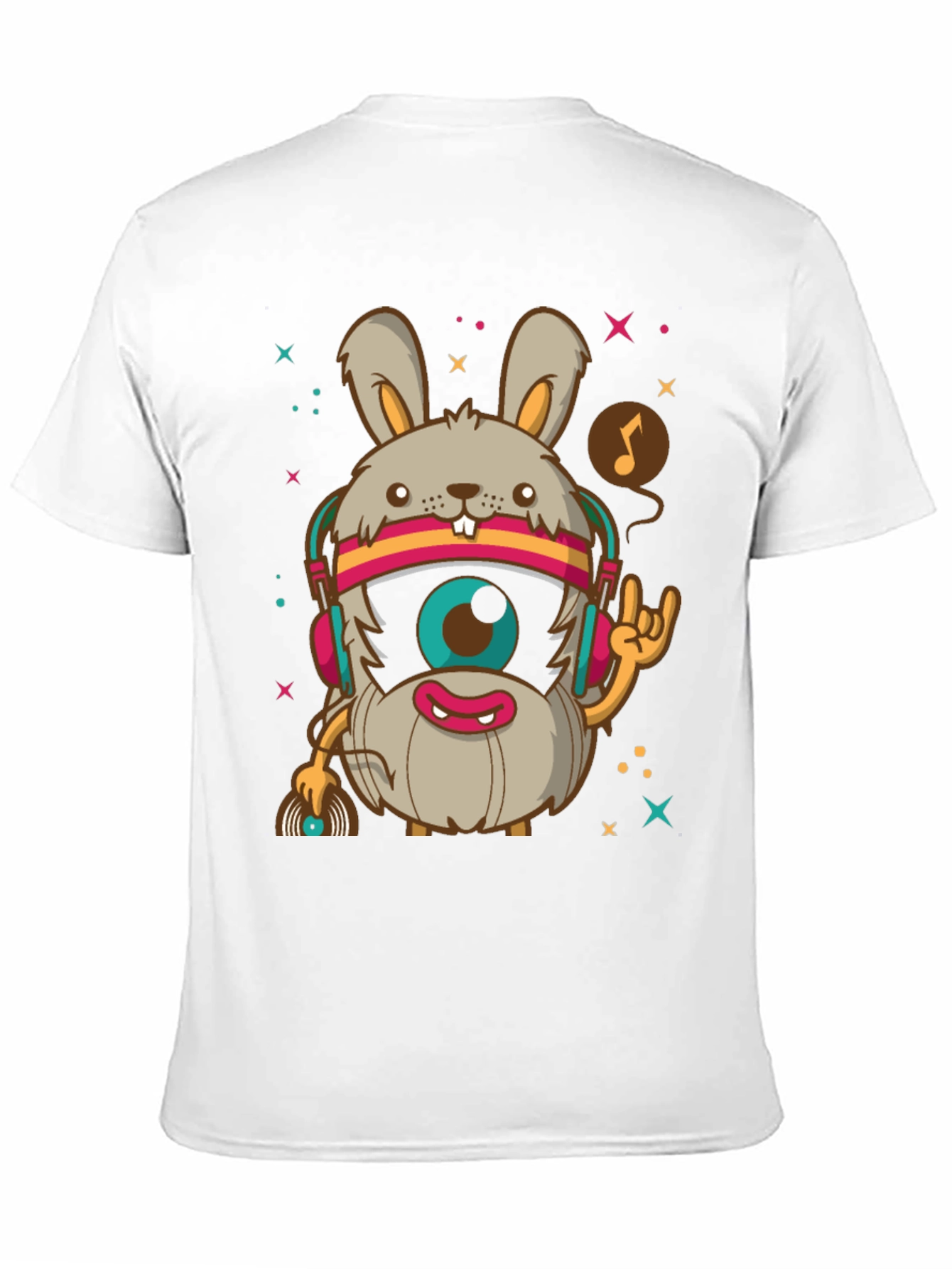 Groovy Rabbit DJ T-Shirt - Black Cotton Tee