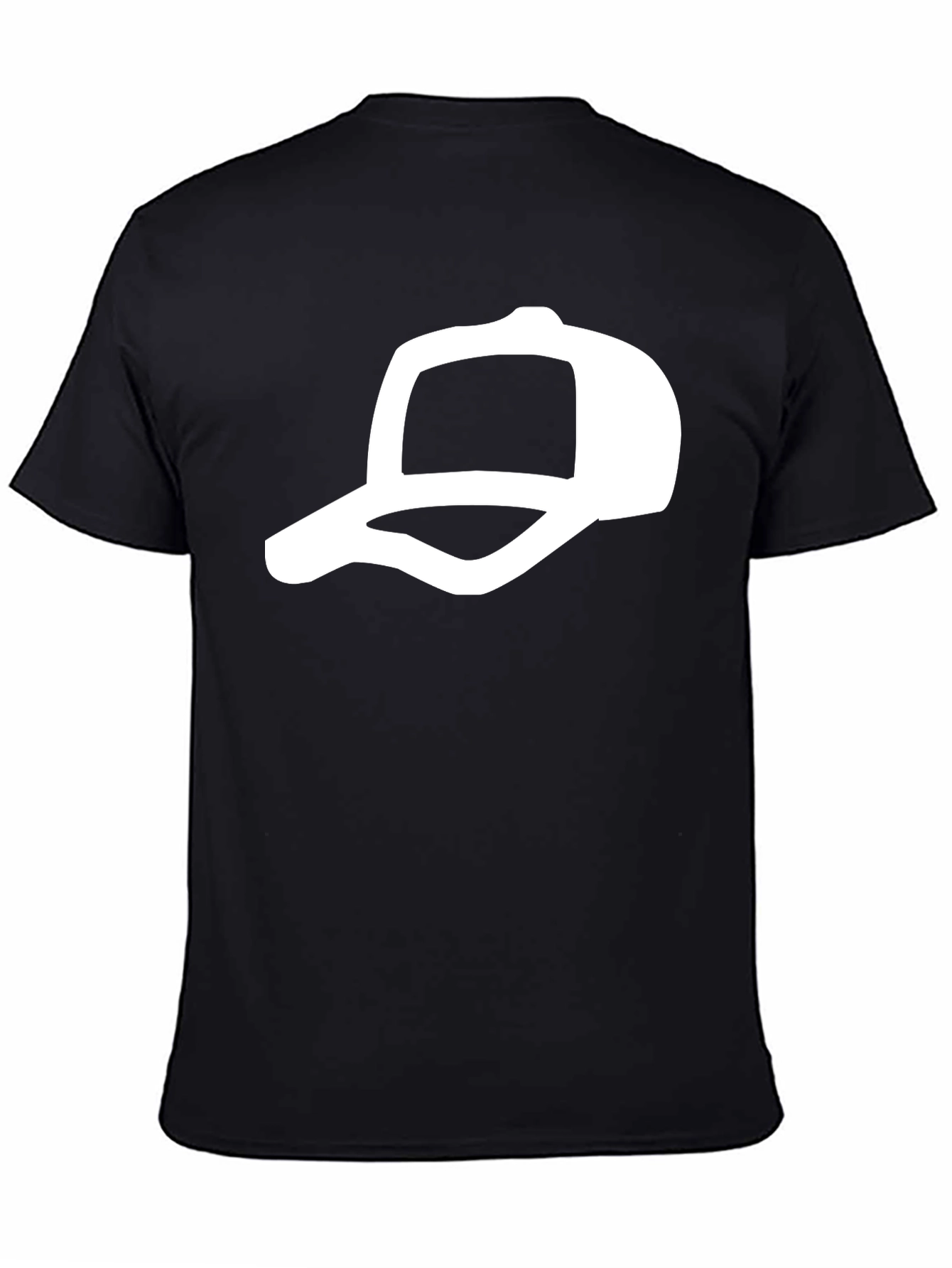 Black T-Shirt with White Cap Design