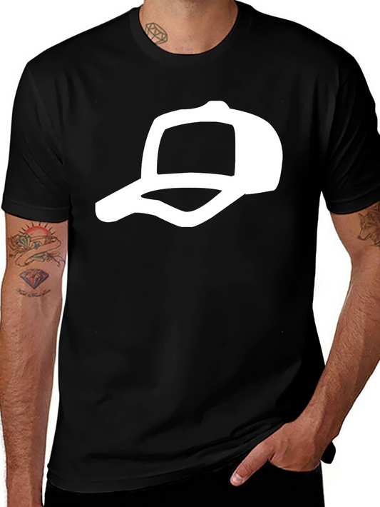Black T-Shirt with White Cap Design