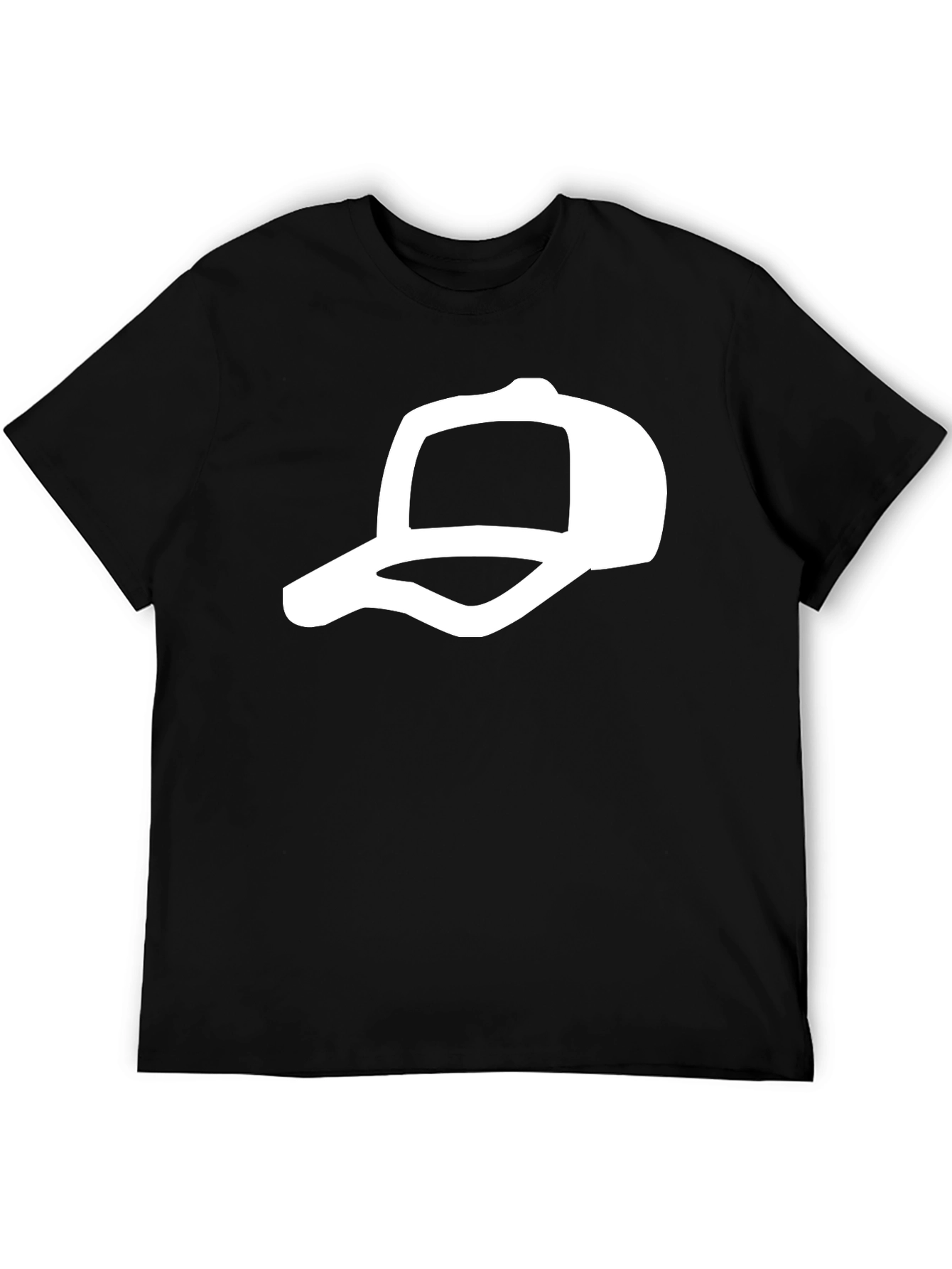 Black T-Shirt with White Cap Design