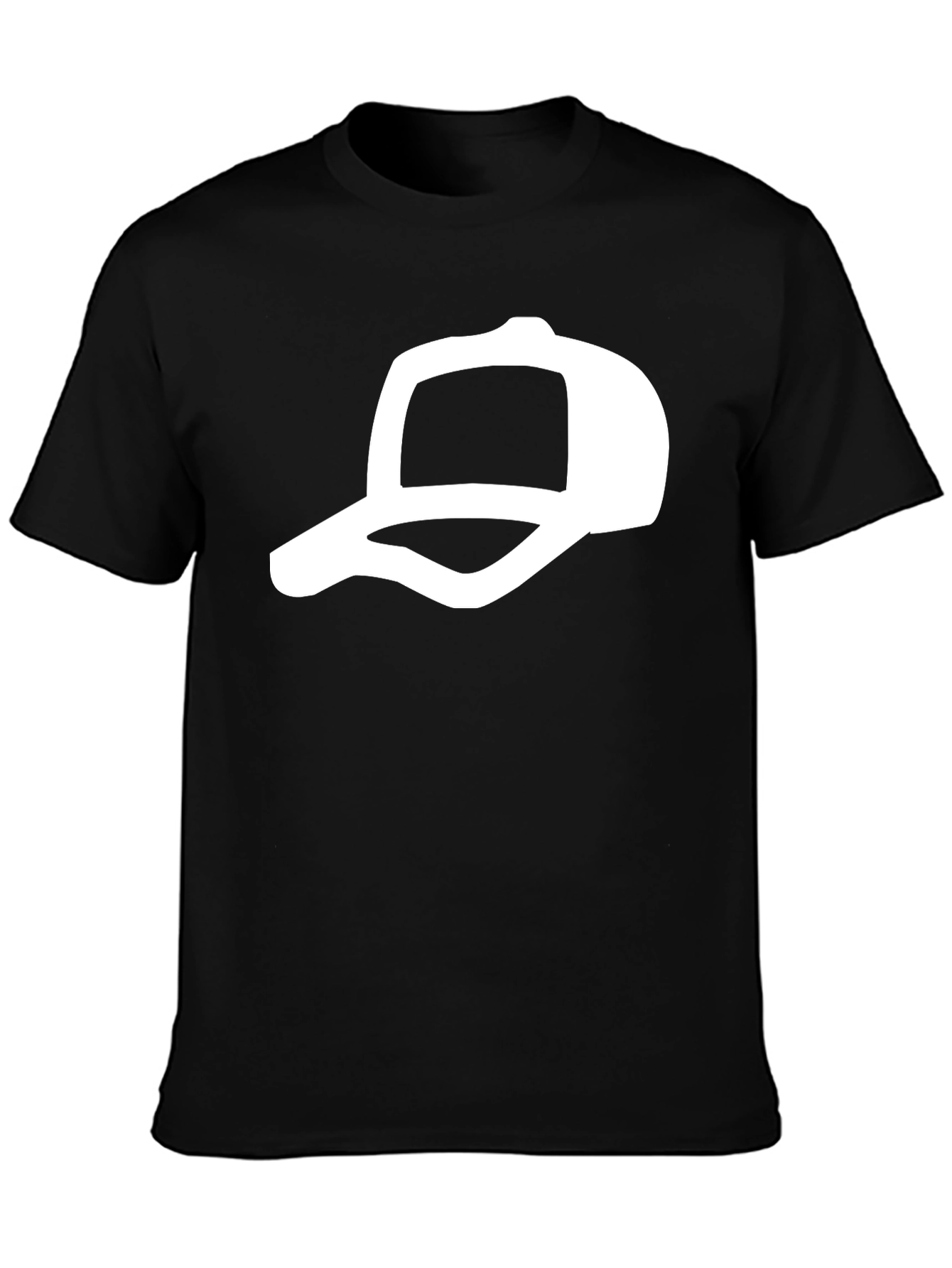 Black T-Shirt with White Cap Design