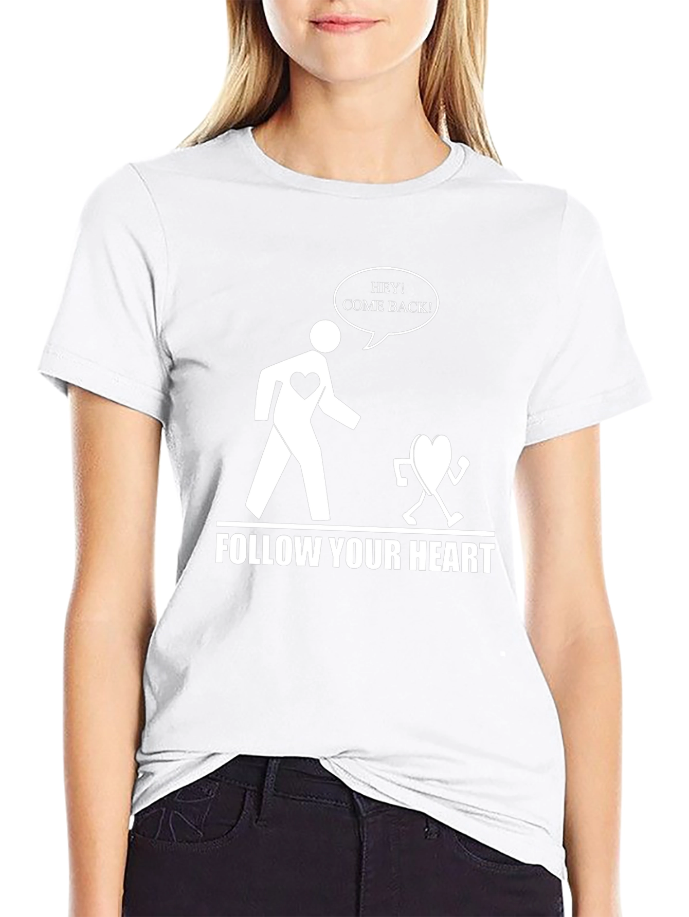 Follow Your Heart Funny Graphic Tee - Black