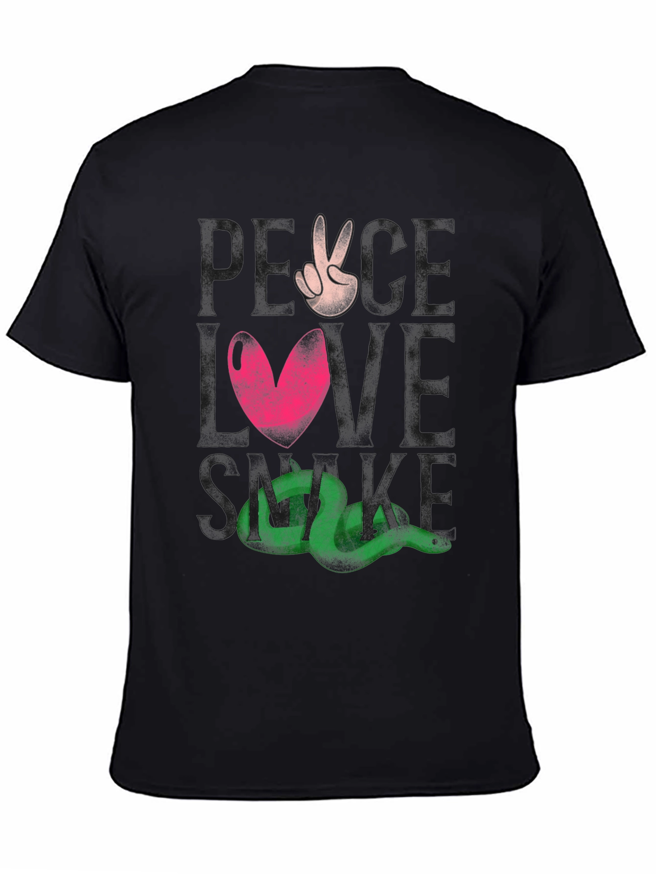 Peace Love Snake Tee - Black Graphic T-Shirt