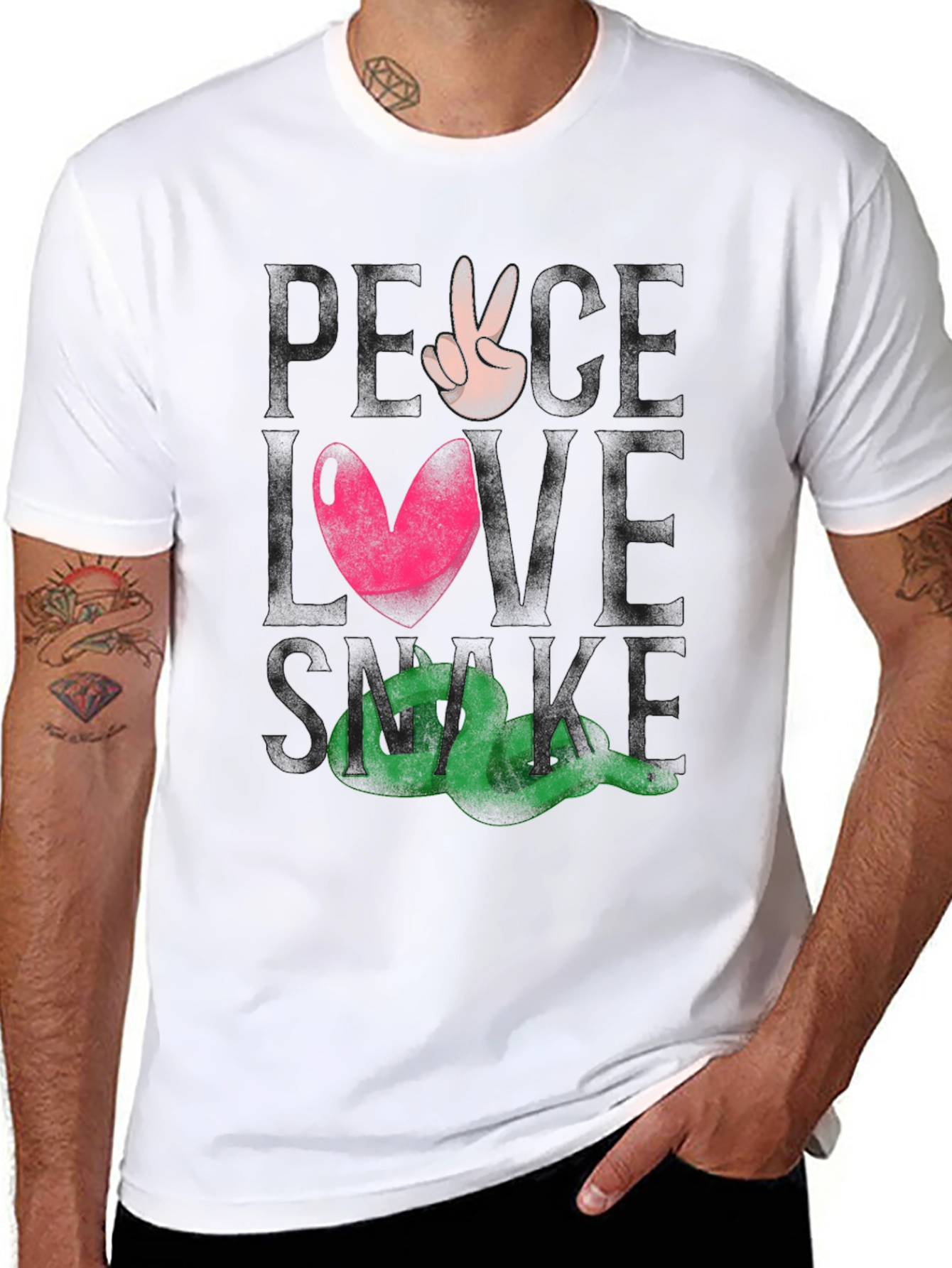Peace Love Snake Tee - Black Graphic T-Shirt