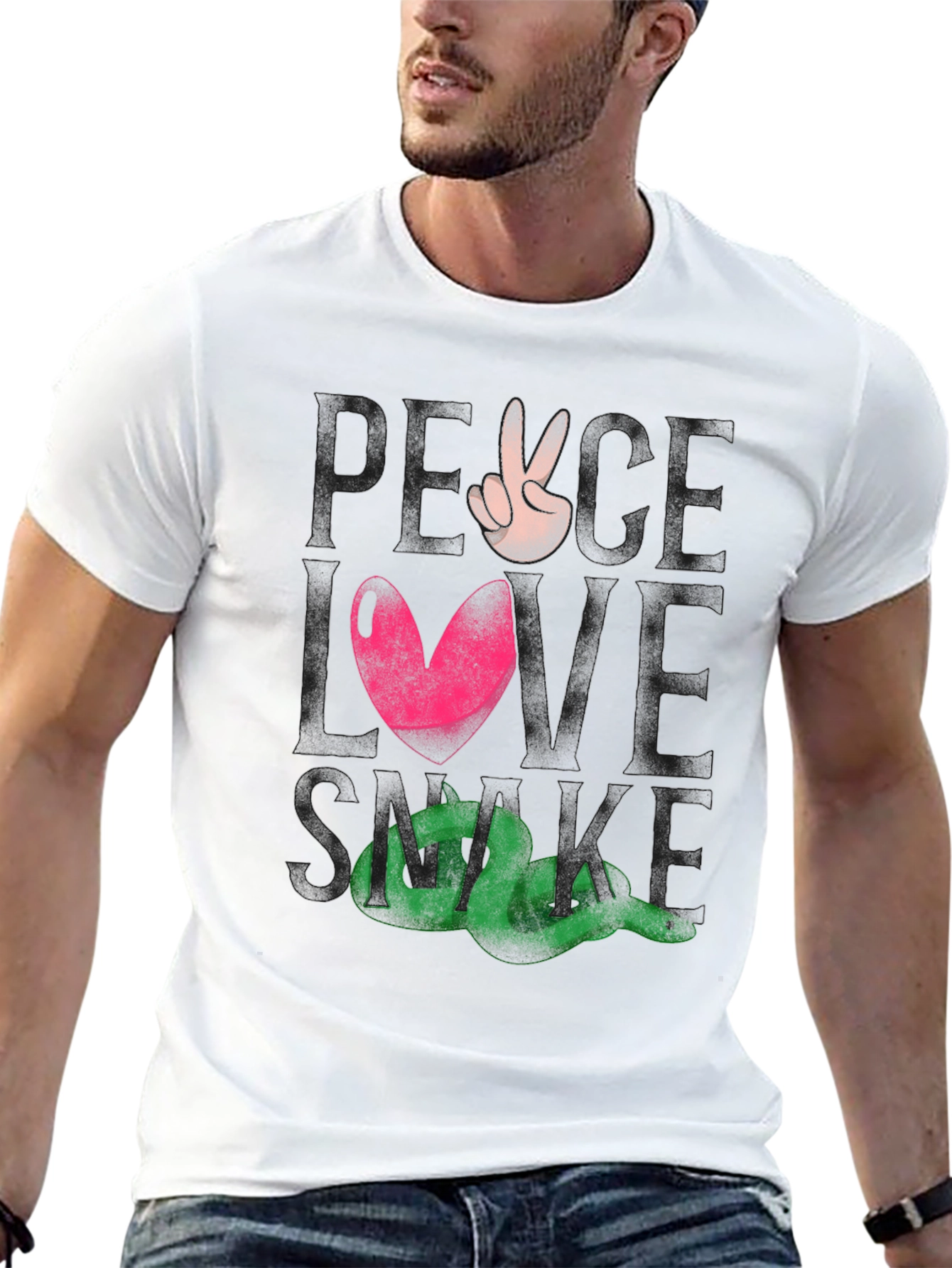Peace Love Snake Tee - Black Graphic T-Shirt