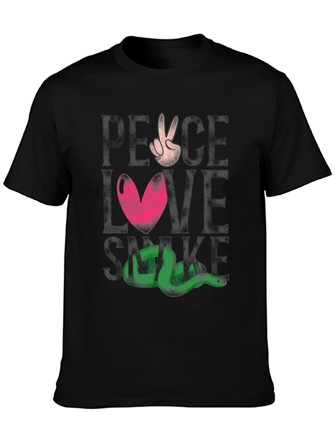Peace Love Snake Tee - Black Graphic T-Shirt