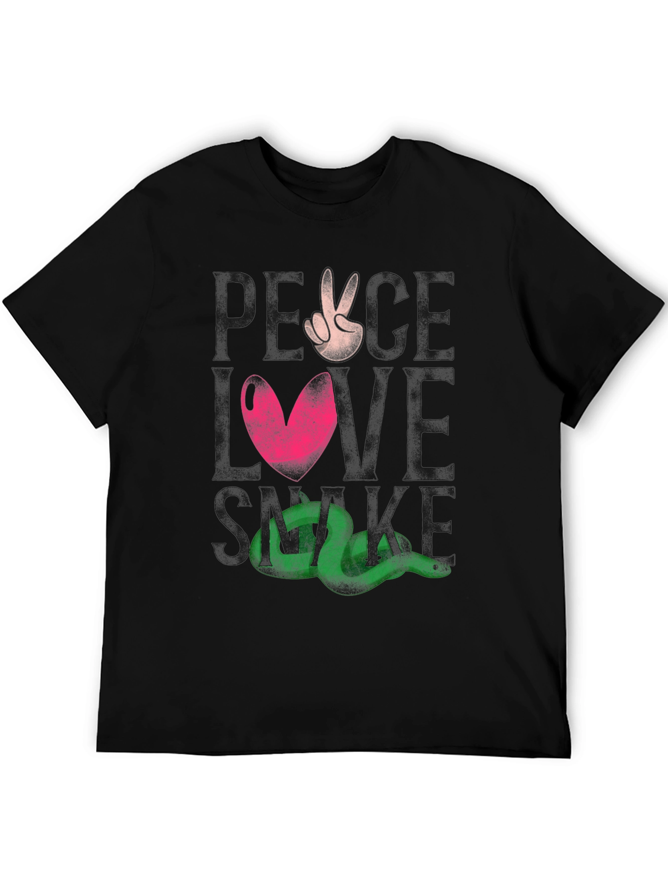Peace Love Snake Tee - Black Graphic T-Shirt