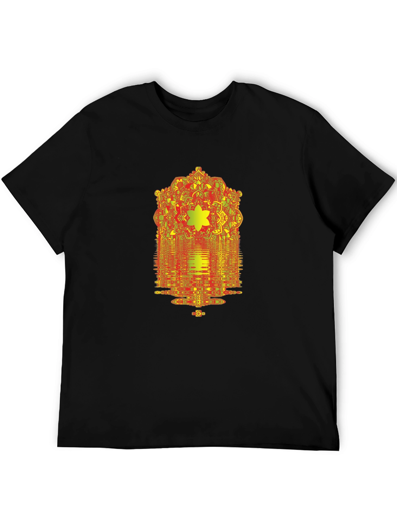 Geometric Mandala Graphic Print Black T-Shirt