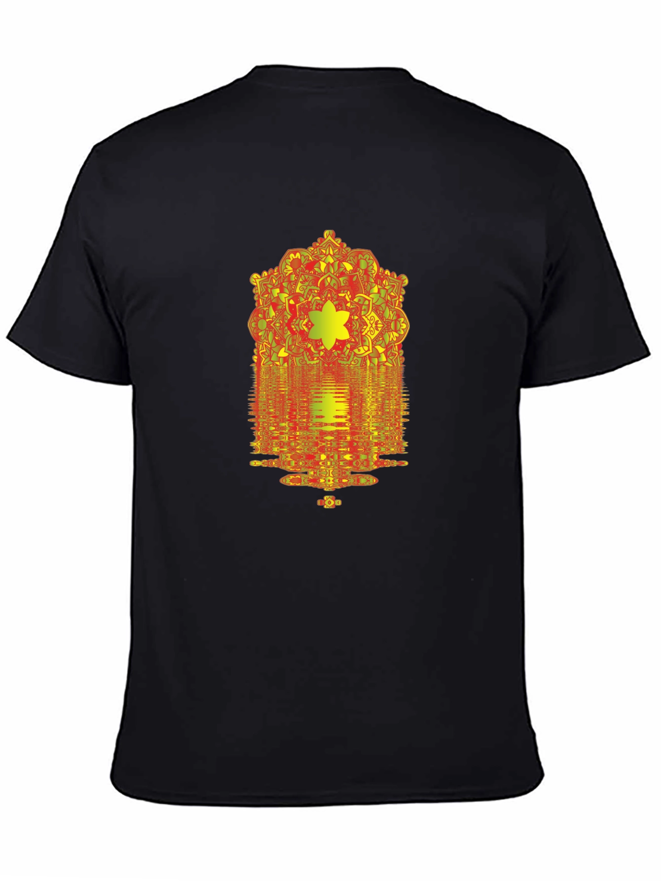 Geometric Mandala Graphic Print Black T-Shirt