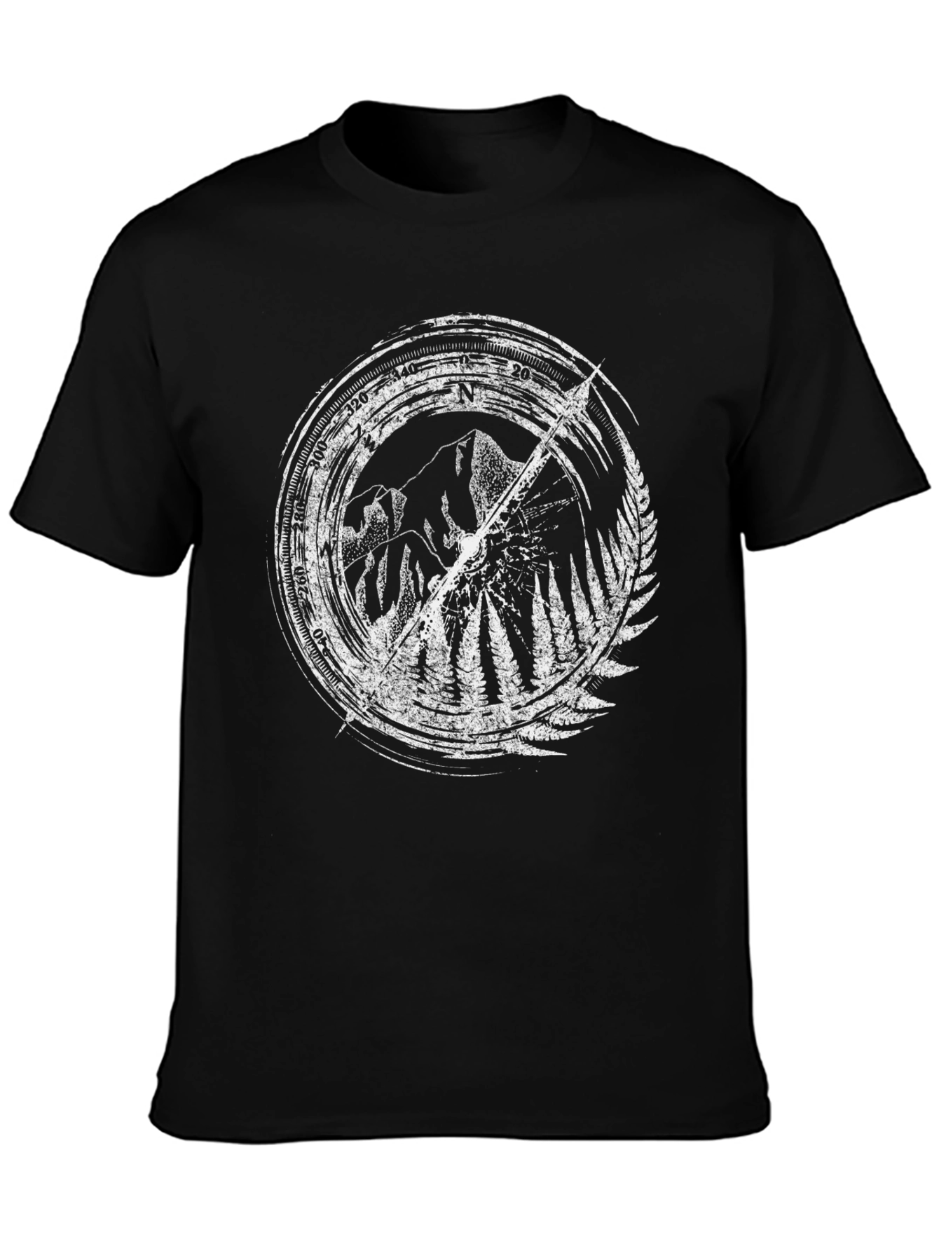 Mountain Compass Graphic Tee - Black Cotton Comfort