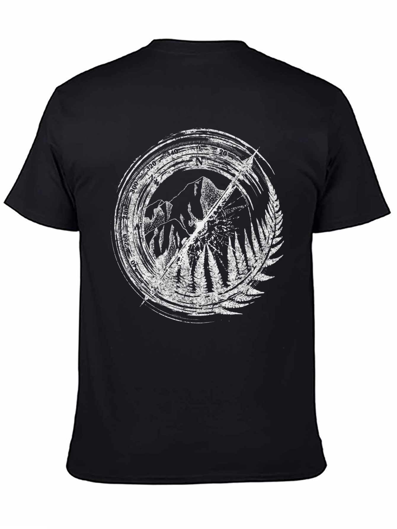 Mountain Compass Graphic Tee - Black Cotton Comfort