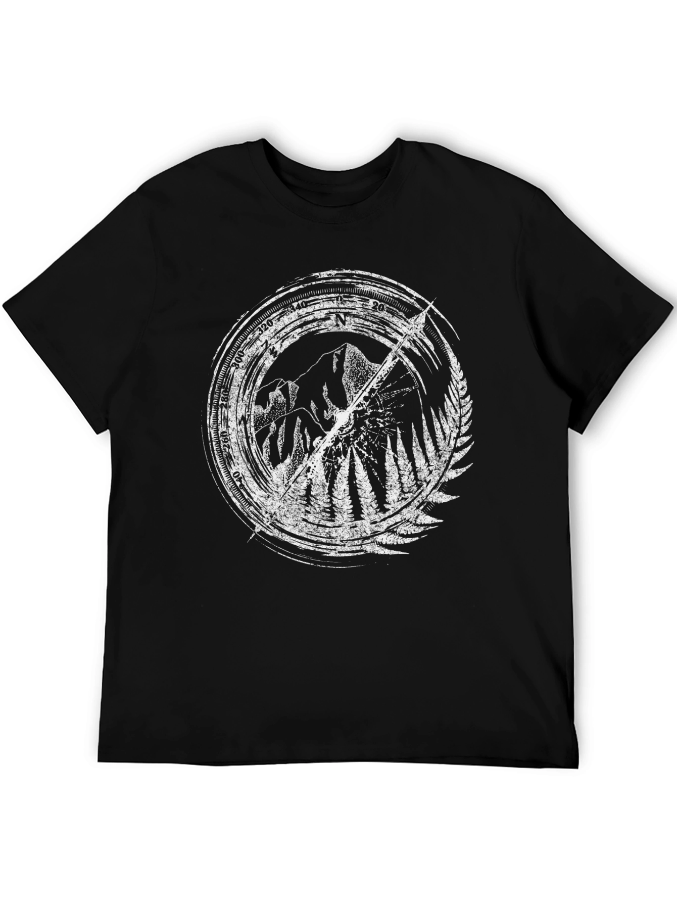 Mountain Compass Graphic Tee - Black Cotton Comfort