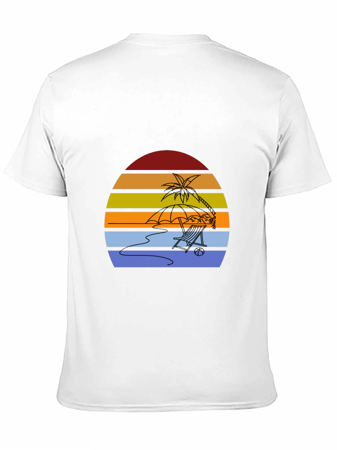 Sunset Beach T-Shirt - Relaxed Palm Tree Chair Design