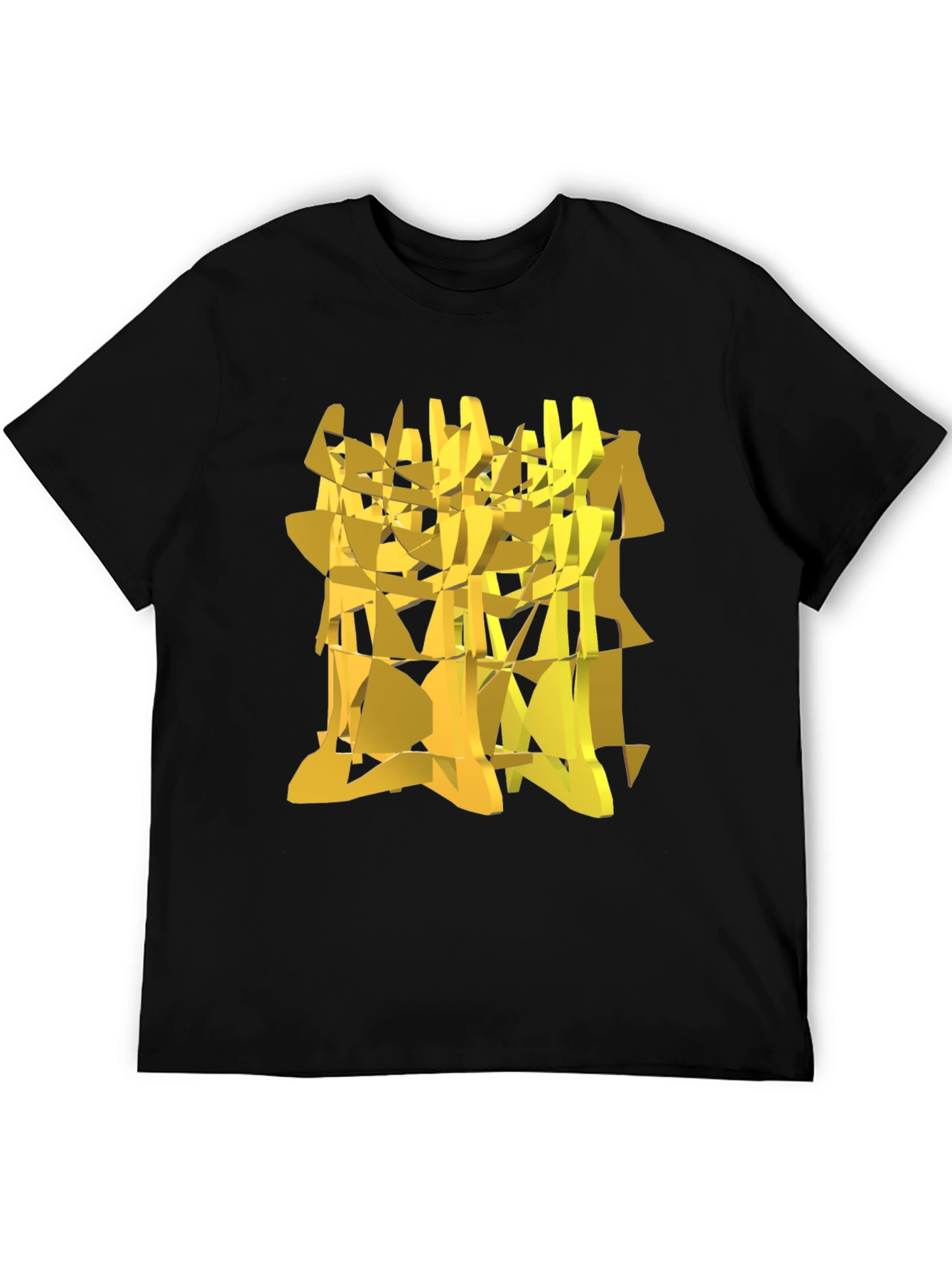 Abstract Geometric Gold Design Black T-Shirt