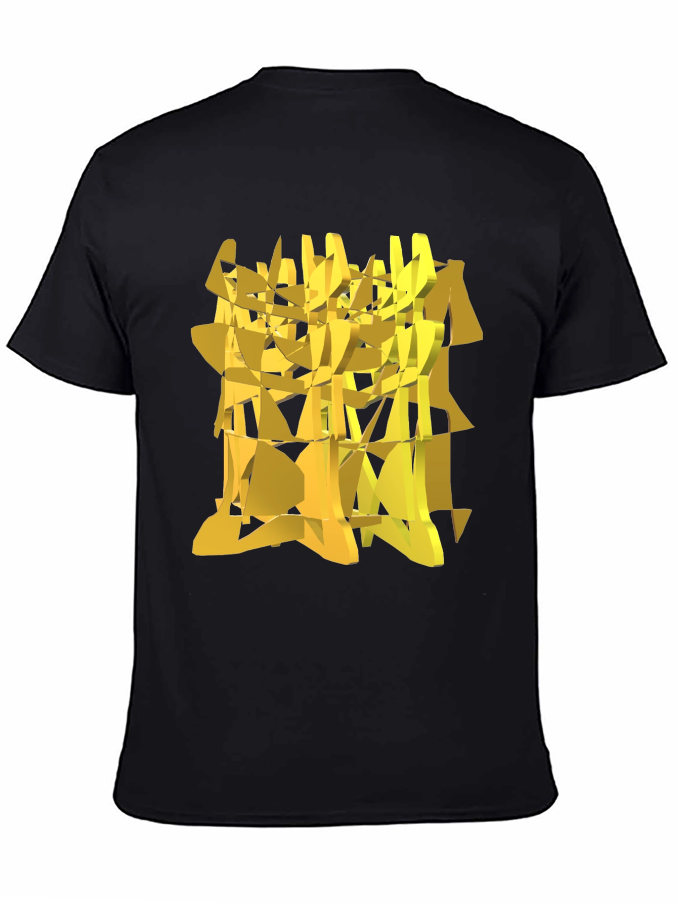 Abstract Geometric Gold Design Black T-Shirt