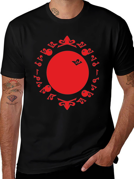 Unique Red Graphic Print Black T-Shirt