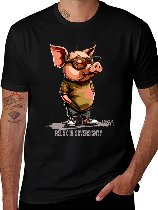 Relax in Sovereignty Pig Graphic T-Shirt
