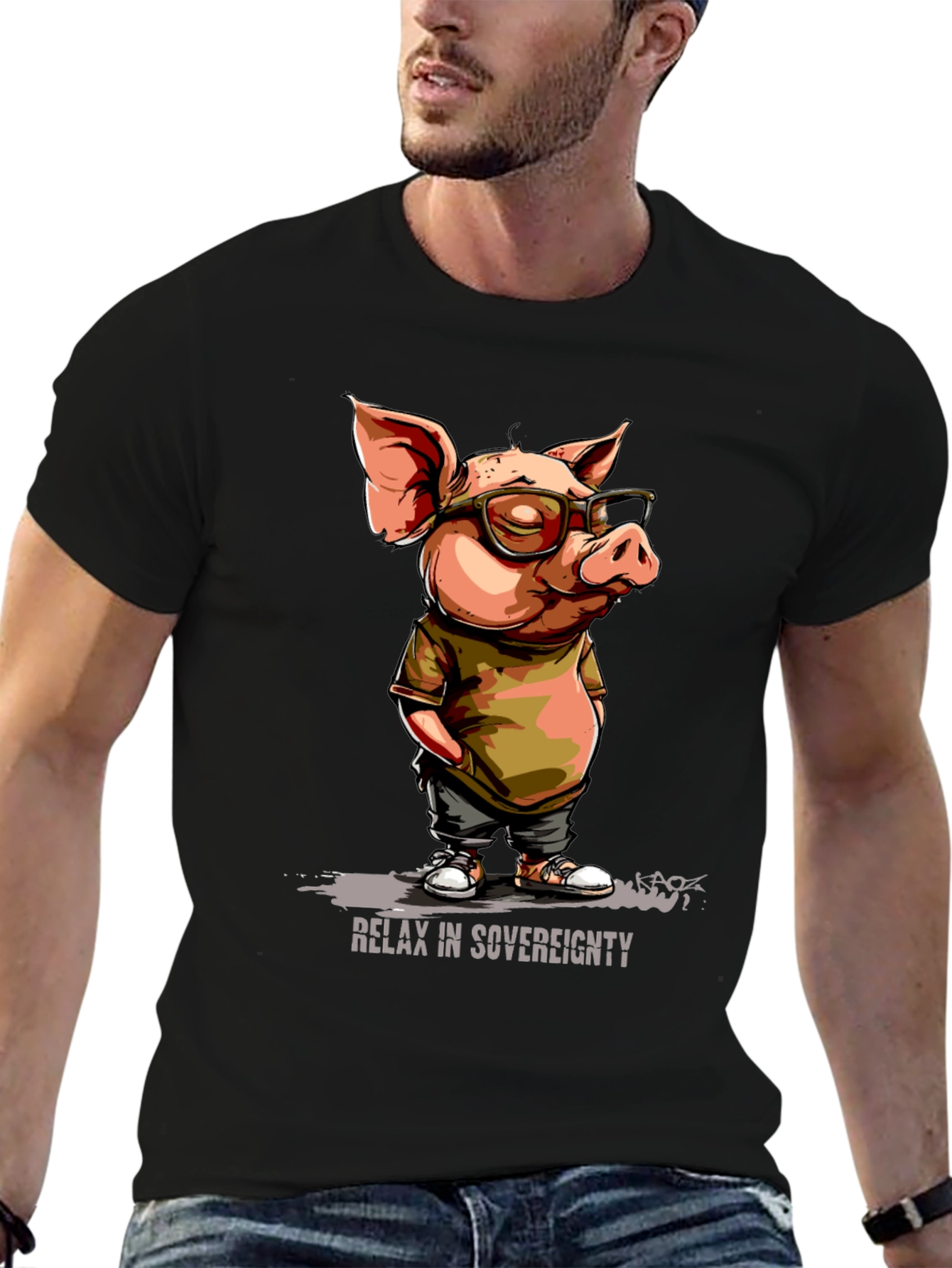 Relax in Sovereignty Pig Graphic T-Shirt