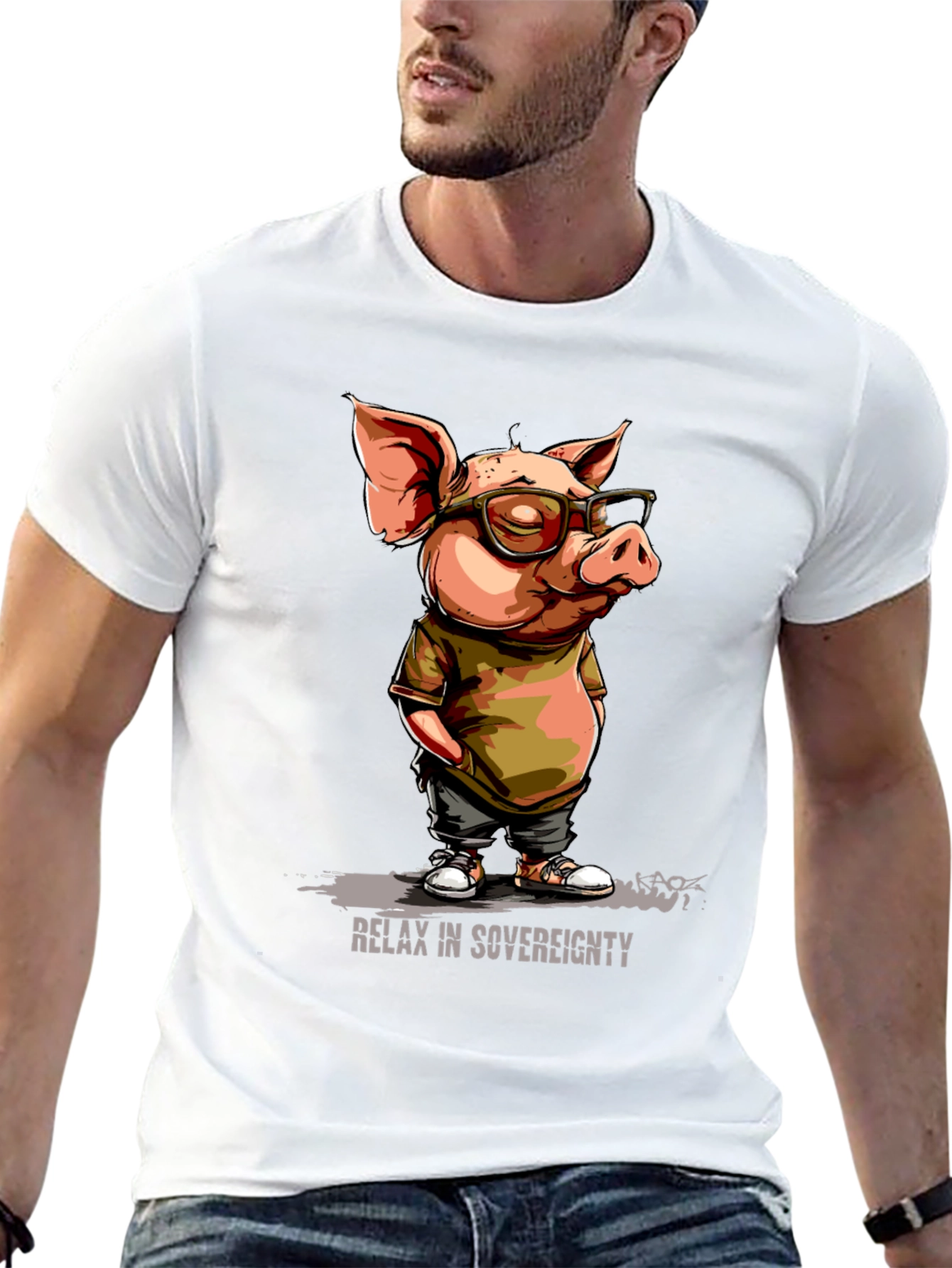 Relax in Sovereignty Pig Graphic T-Shirt