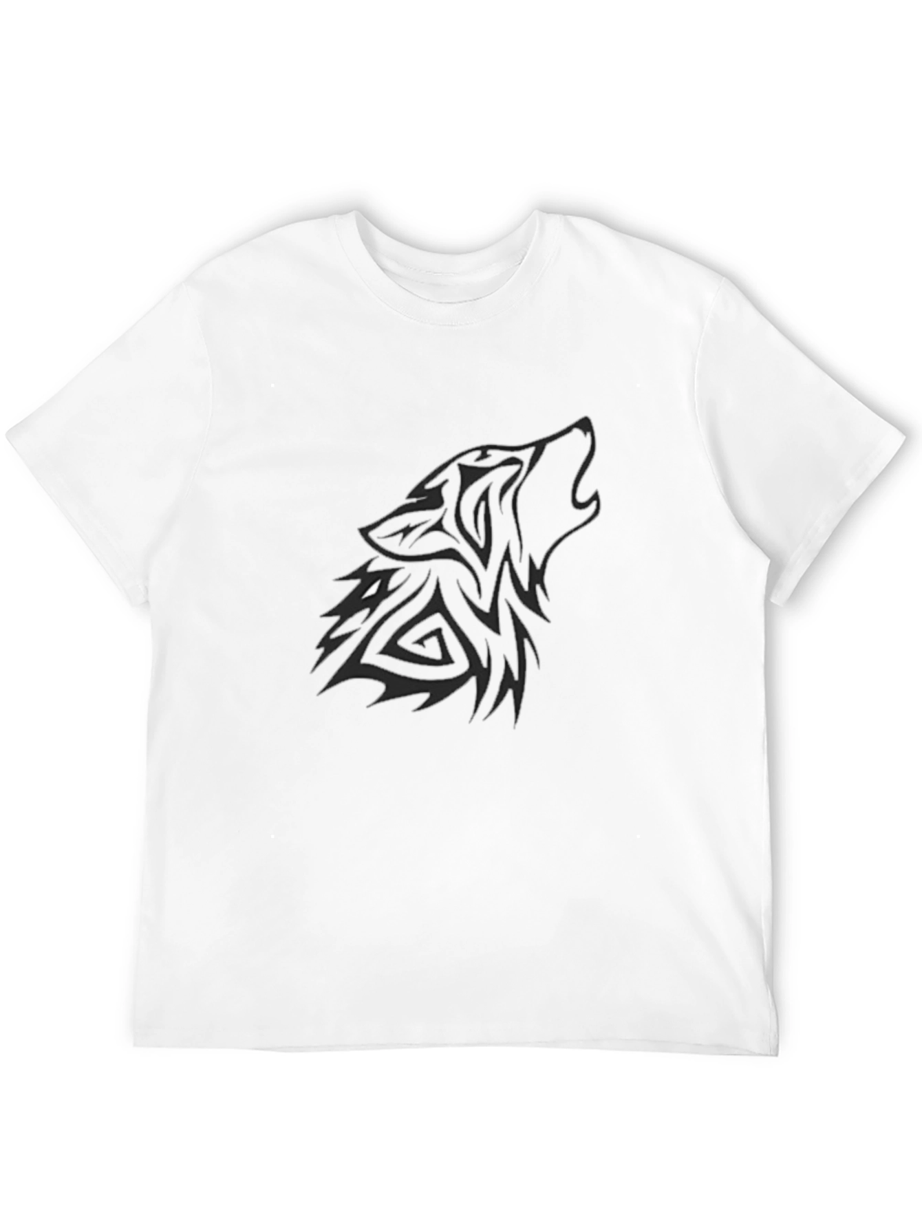 Mens Black T-Shirt with Tribal Wolf Graphic