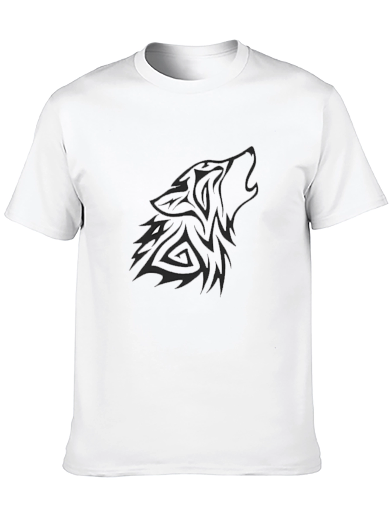 Mens Black T-Shirt with Tribal Wolf Graphic