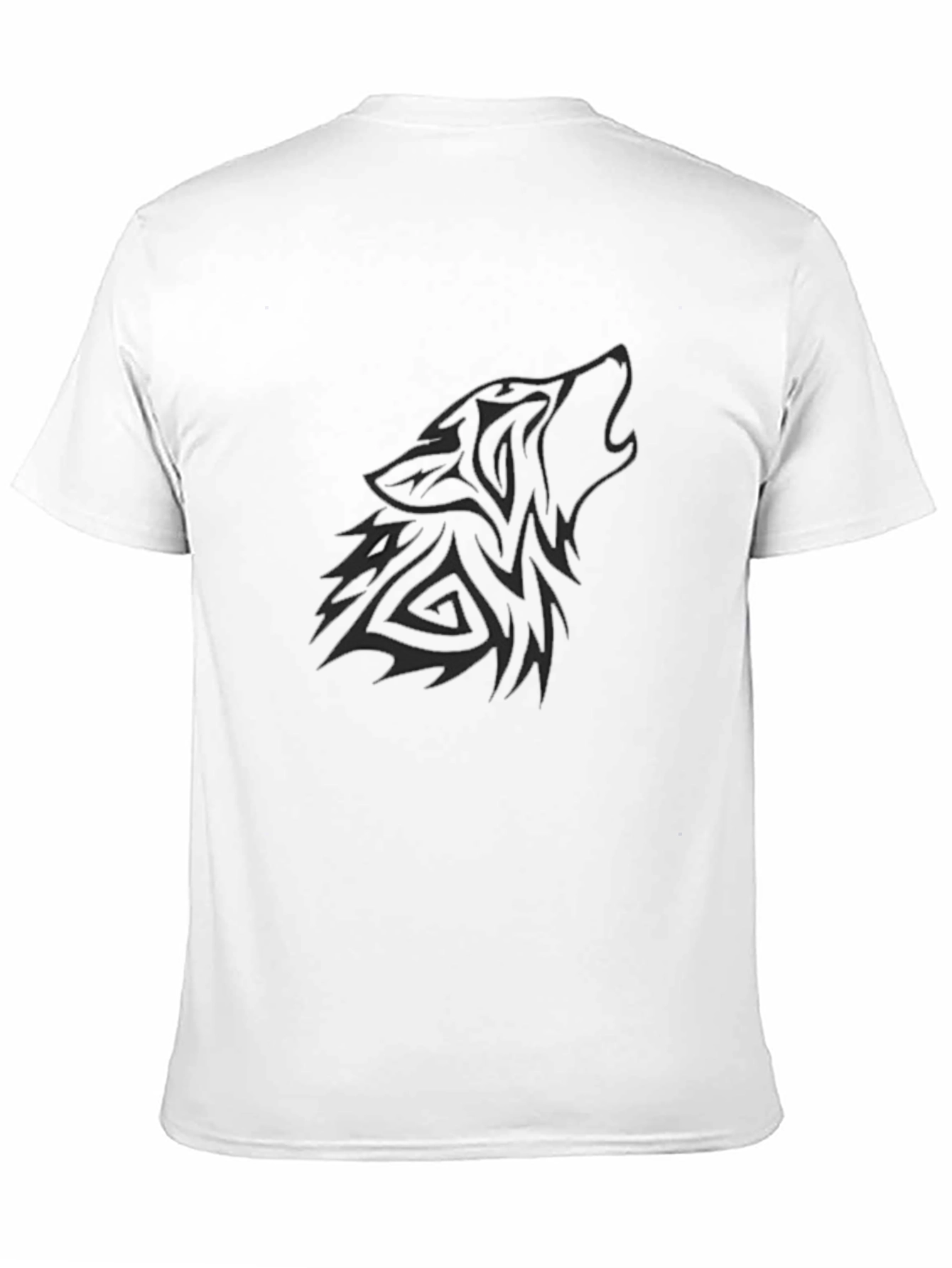 Mens Black T-Shirt with Tribal Wolf Graphic