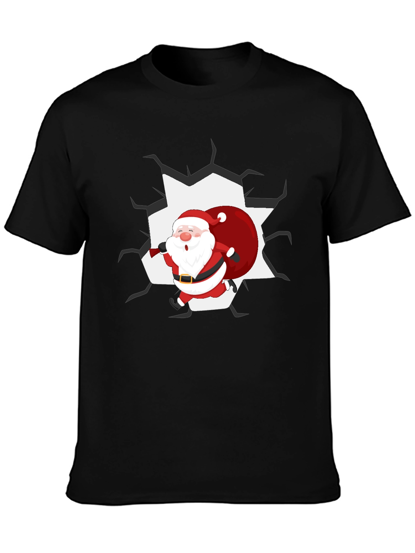 Santa Crashing Through T-Shirt