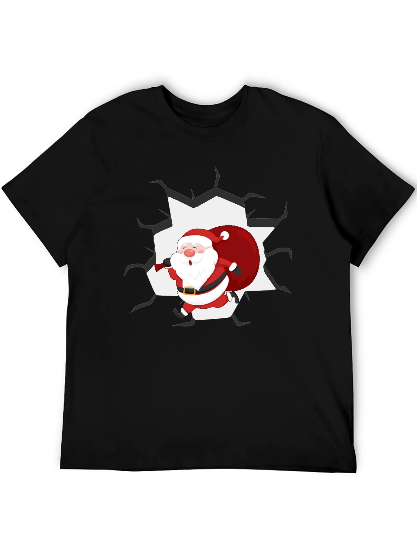 Santa Crashing Through T-Shirt