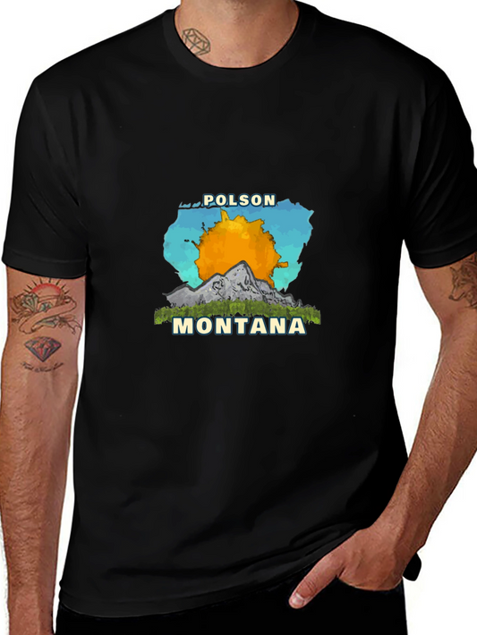 Polson Montana Graphic Tee - Mens Black T-Shirt