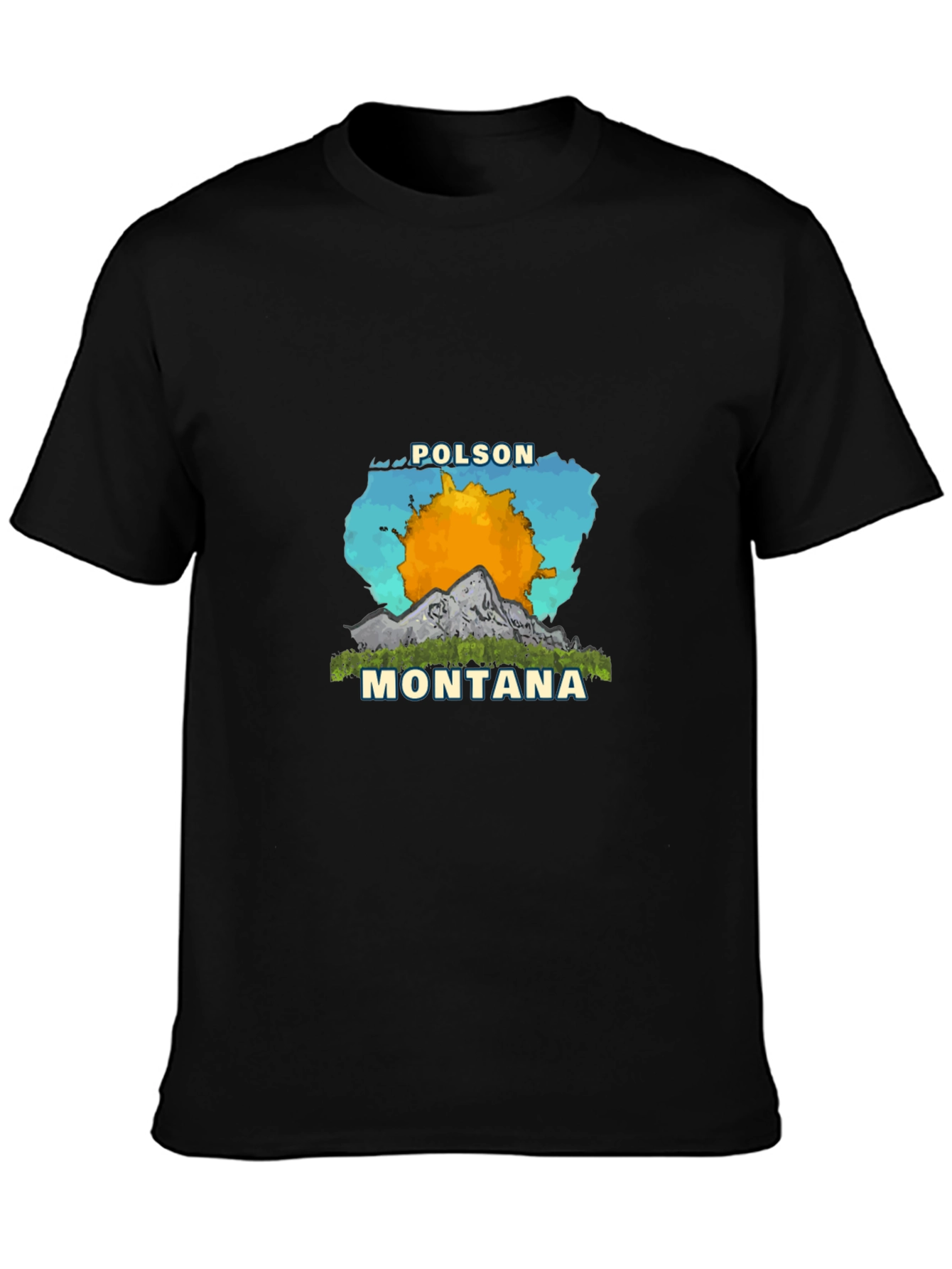 Polson Montana Graphic Tee - Mens Black T-Shirt
