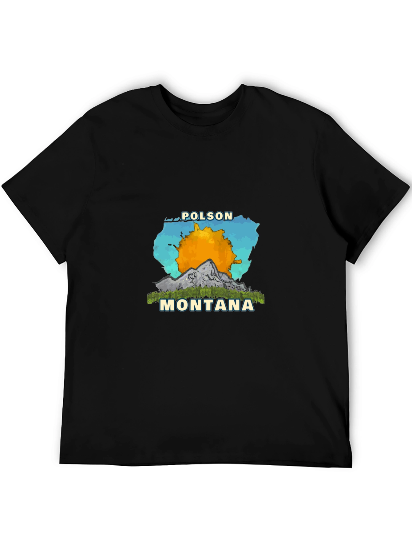 Polson Montana Graphic Tee - Mens Black T-Shirt