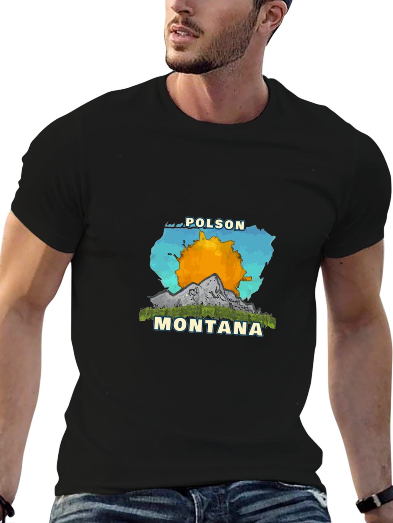 Polson Montana Graphic Tee - Mens Black T-Shirt