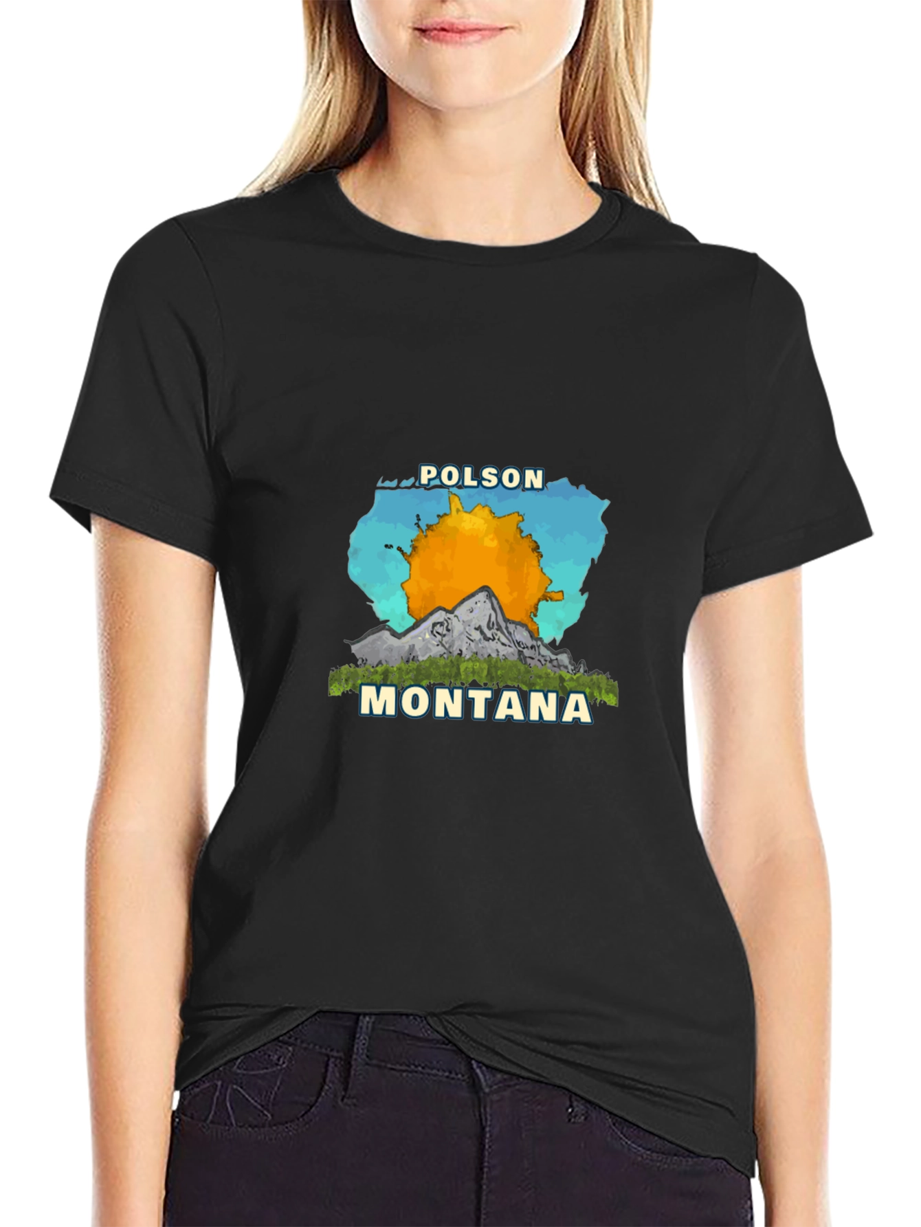 Polson Montana Graphic Tee - Mens Black T-Shirt