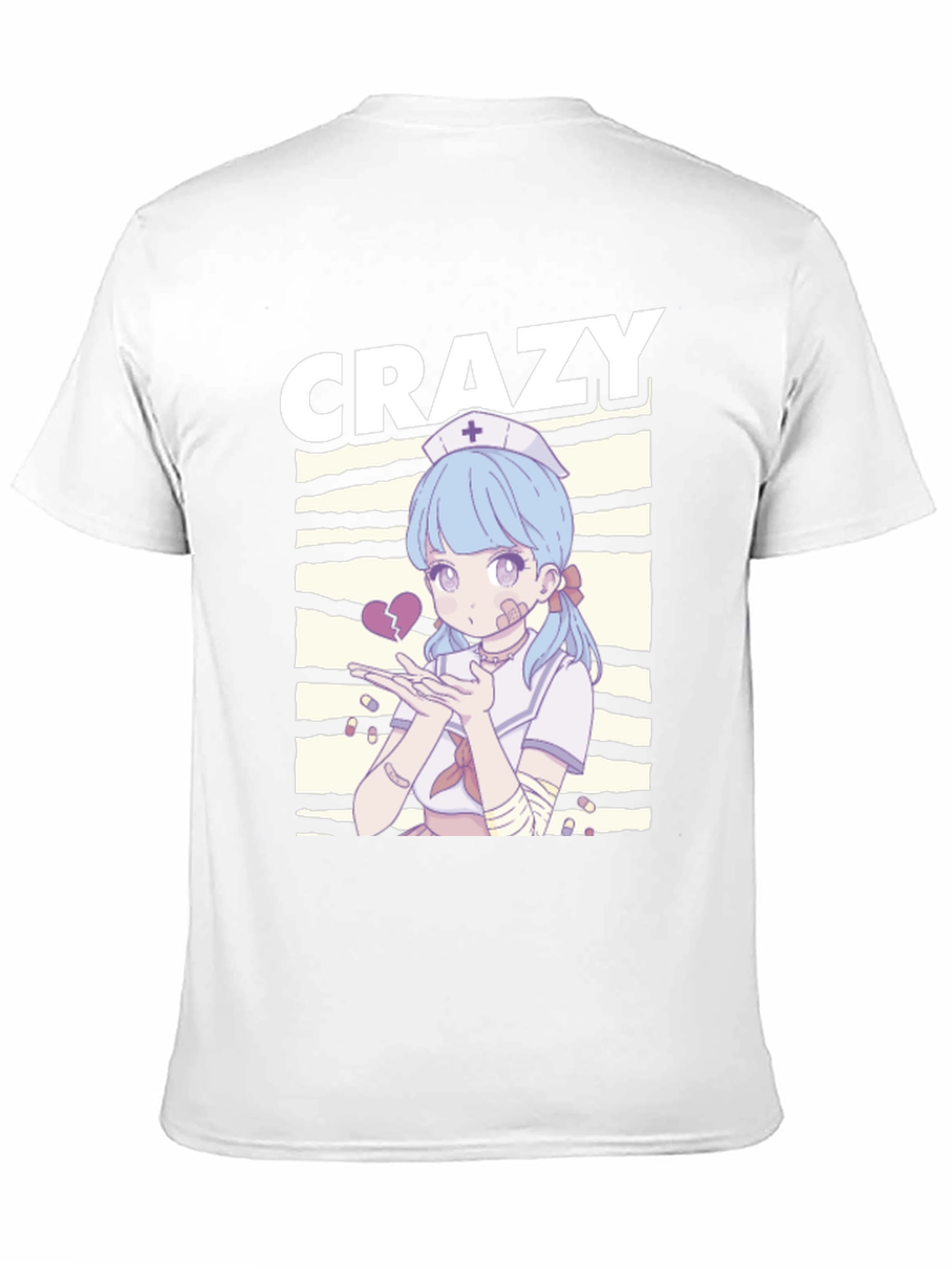 Crazy Anime Nurse Graphic Black T-Shirt