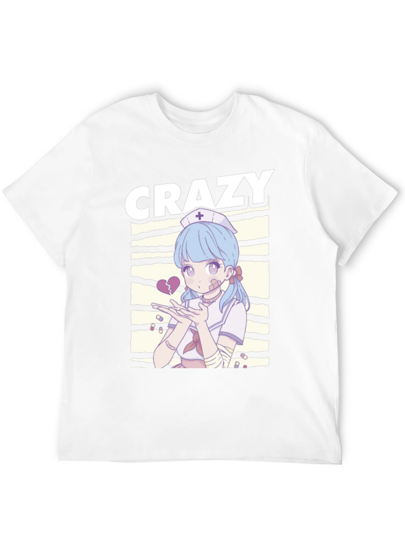 Crazy Anime Nurse Graphic Black T-Shirt