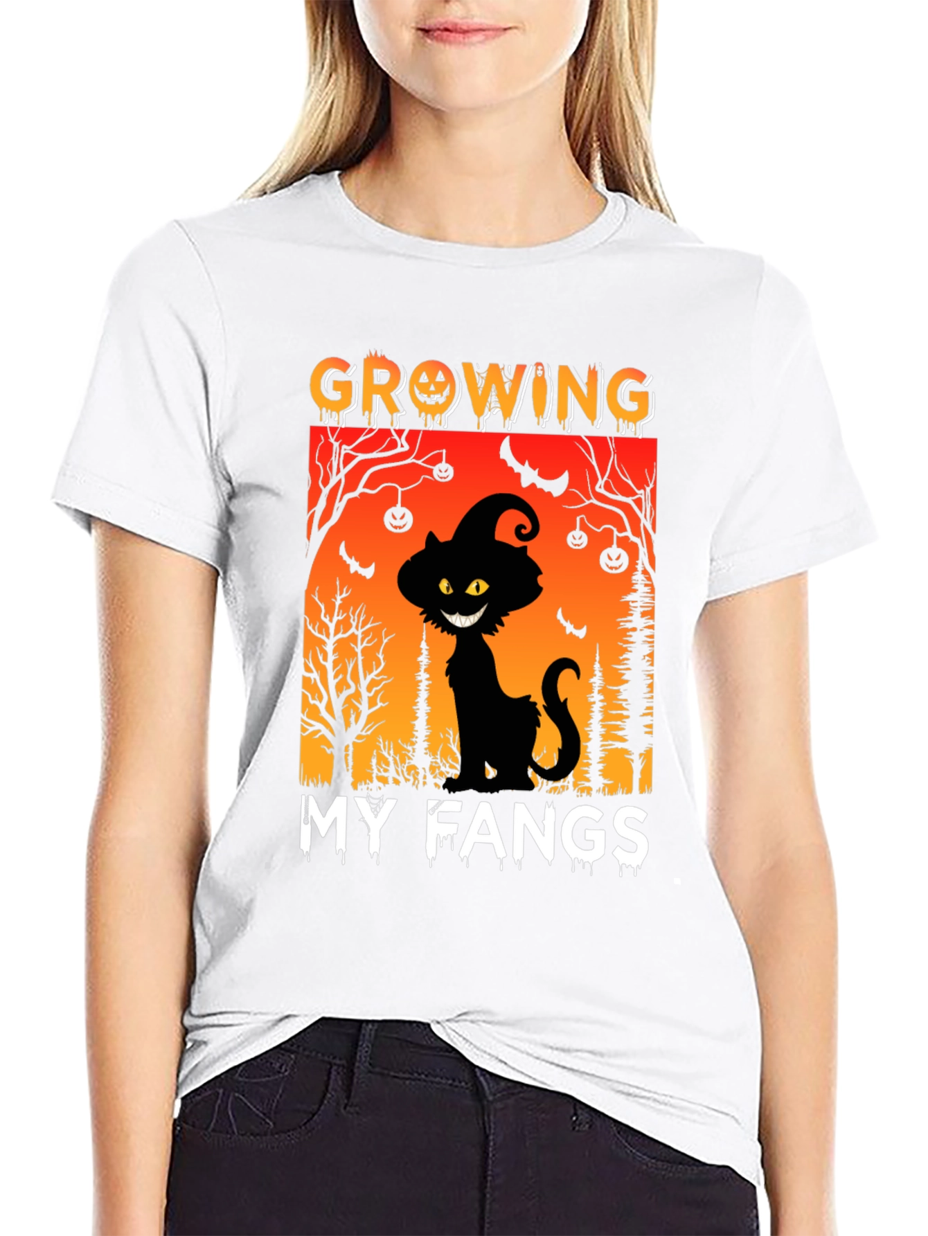 Halloween Cat T-Shirt - Growing My Fangs