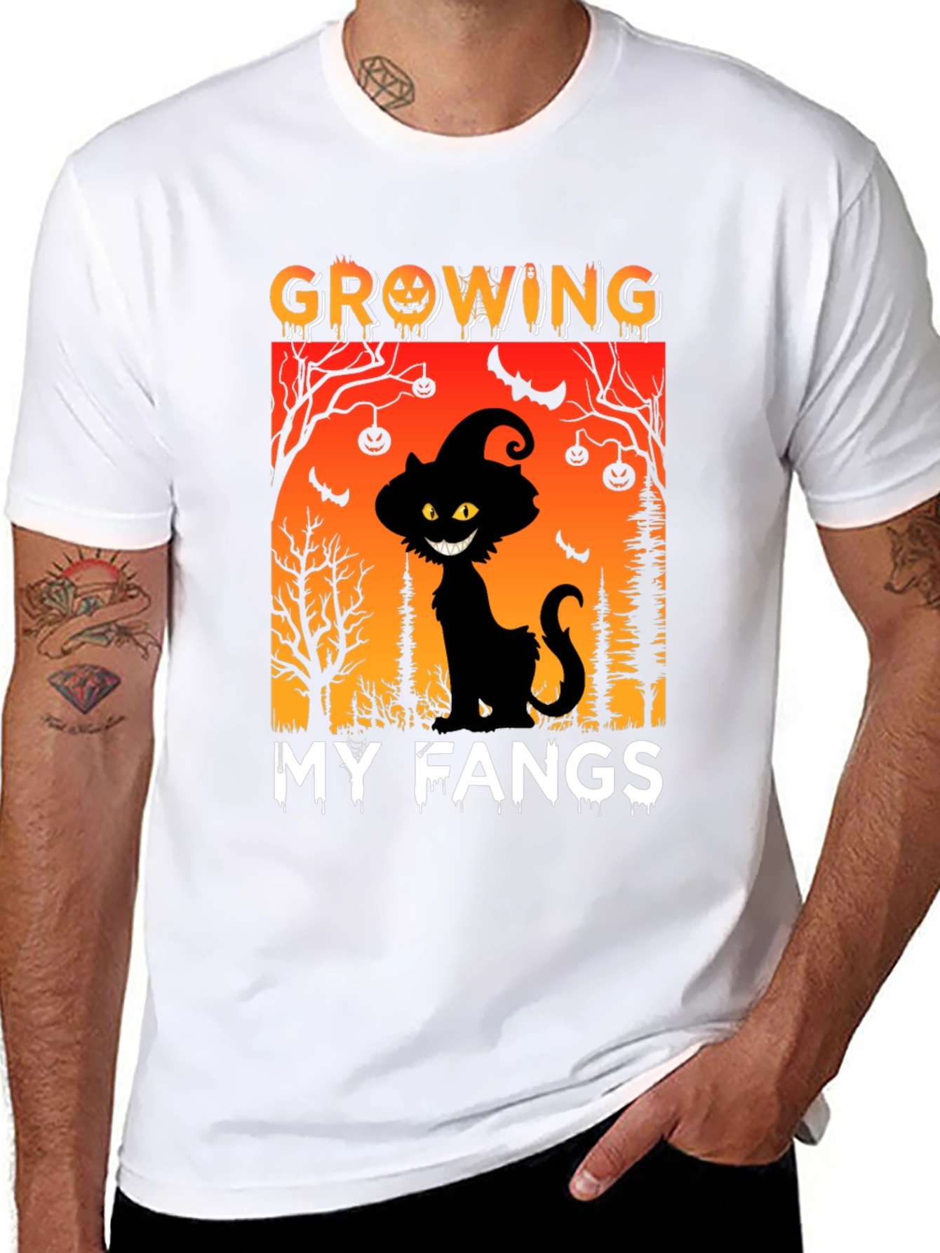 Halloween Cat T-Shirt - Growing My Fangs