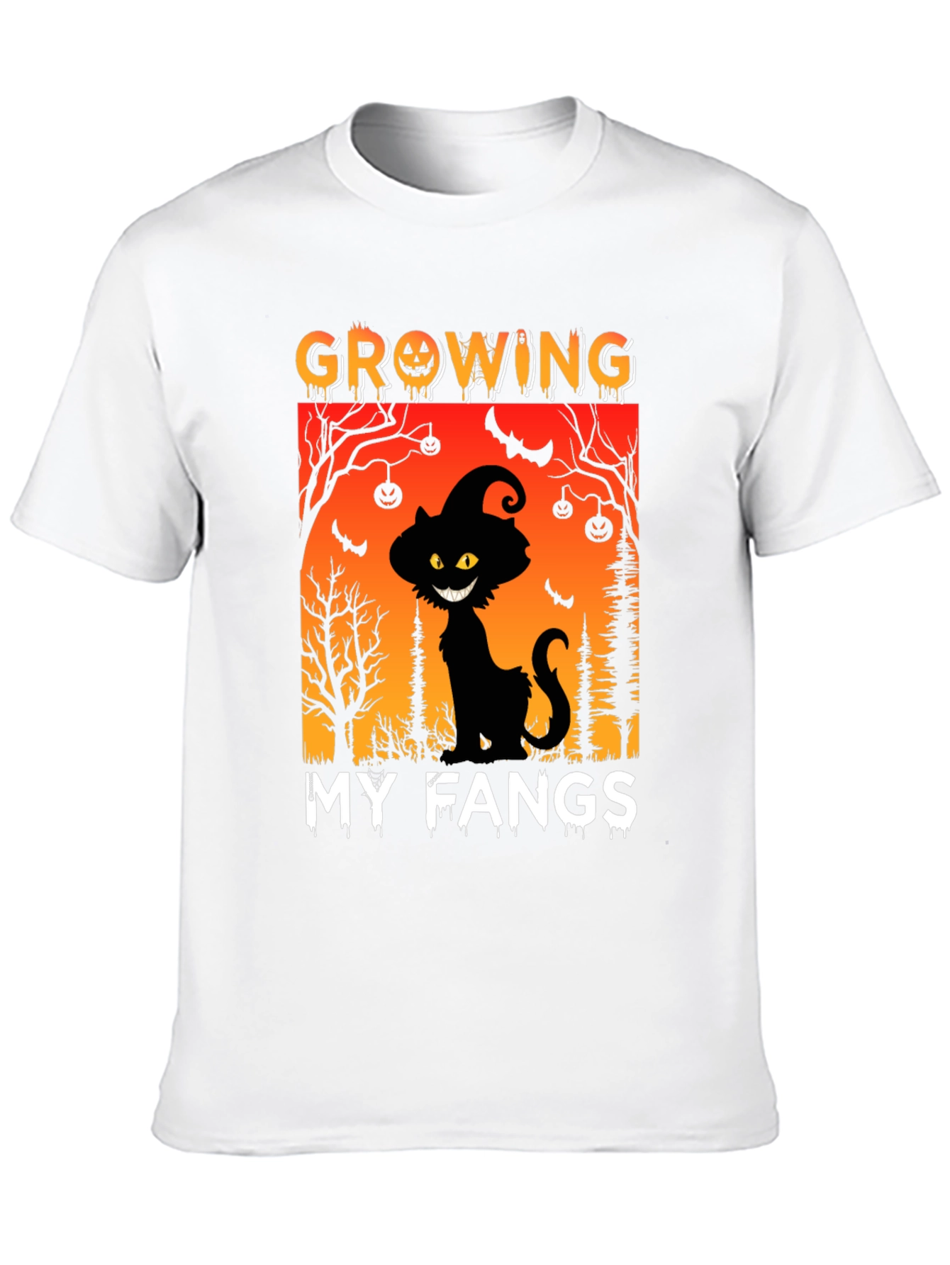 Halloween Cat T-Shirt - Growing My Fangs
