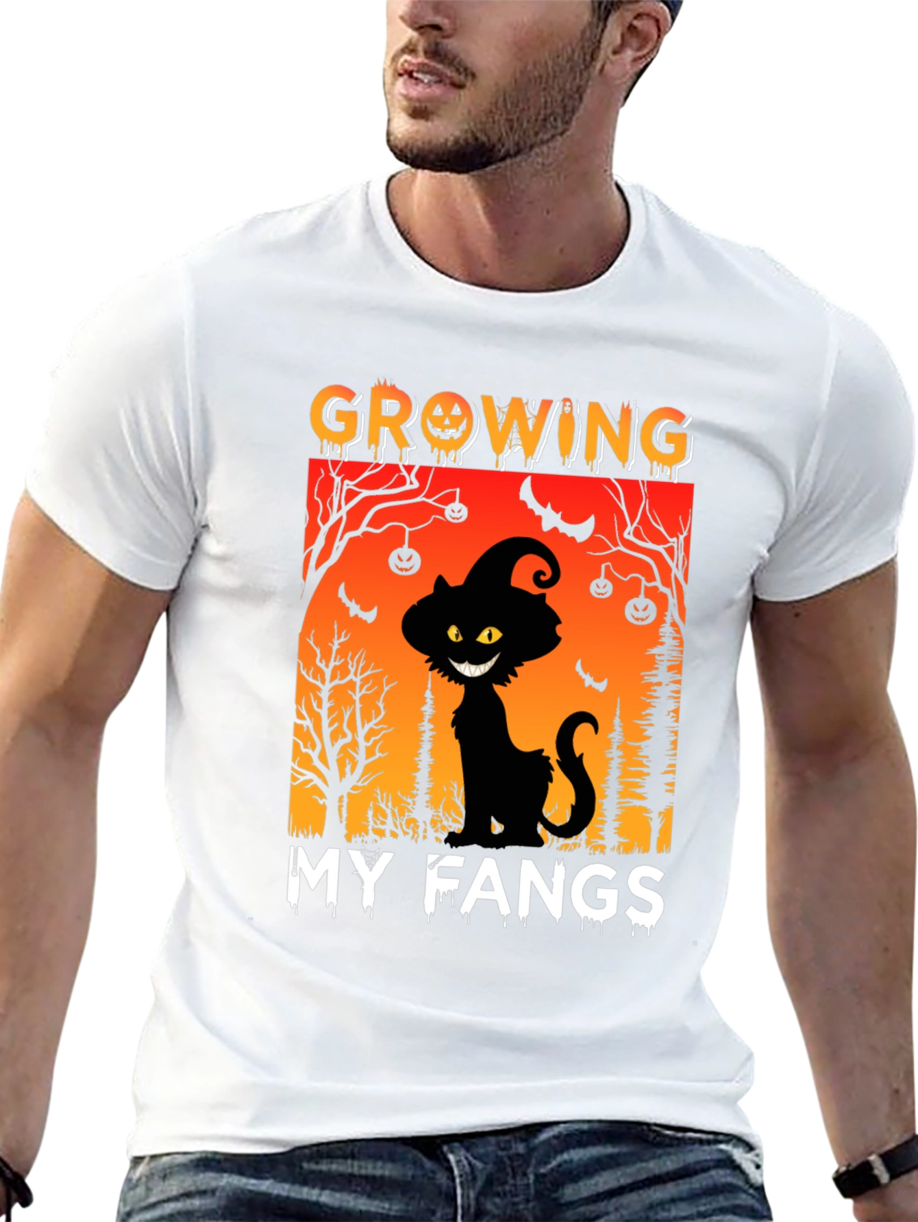 Halloween Cat T-Shirt - Growing My Fangs