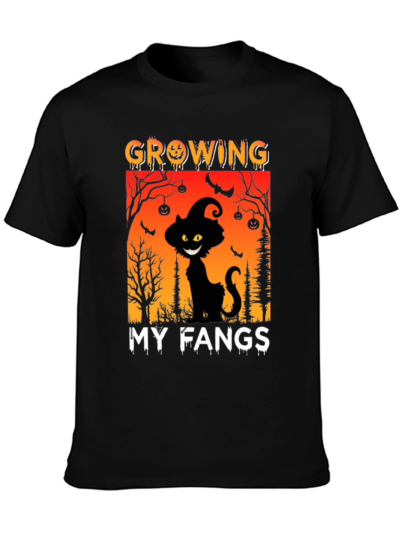 Halloween Cat T-Shirt - Growing My Fangs